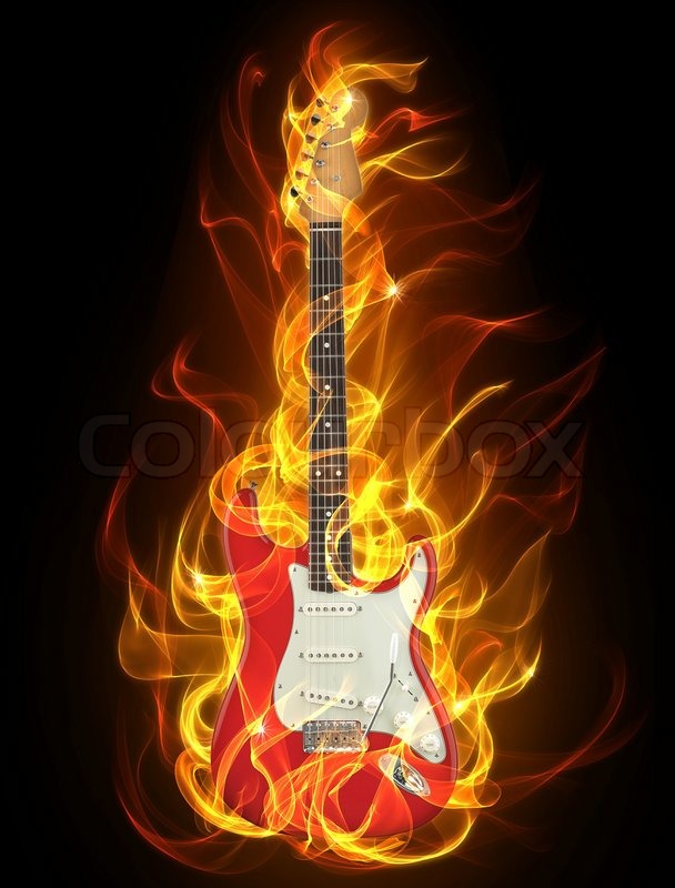 Neon Guitar Flames