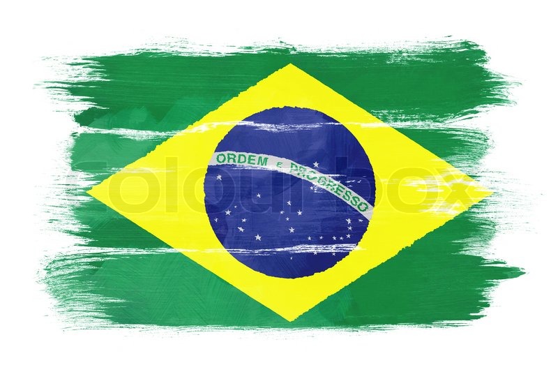 The Brazilian Flag Painted On White Paper With Watercolor The Brazilian Flag Painted On White Paper With Watercolor