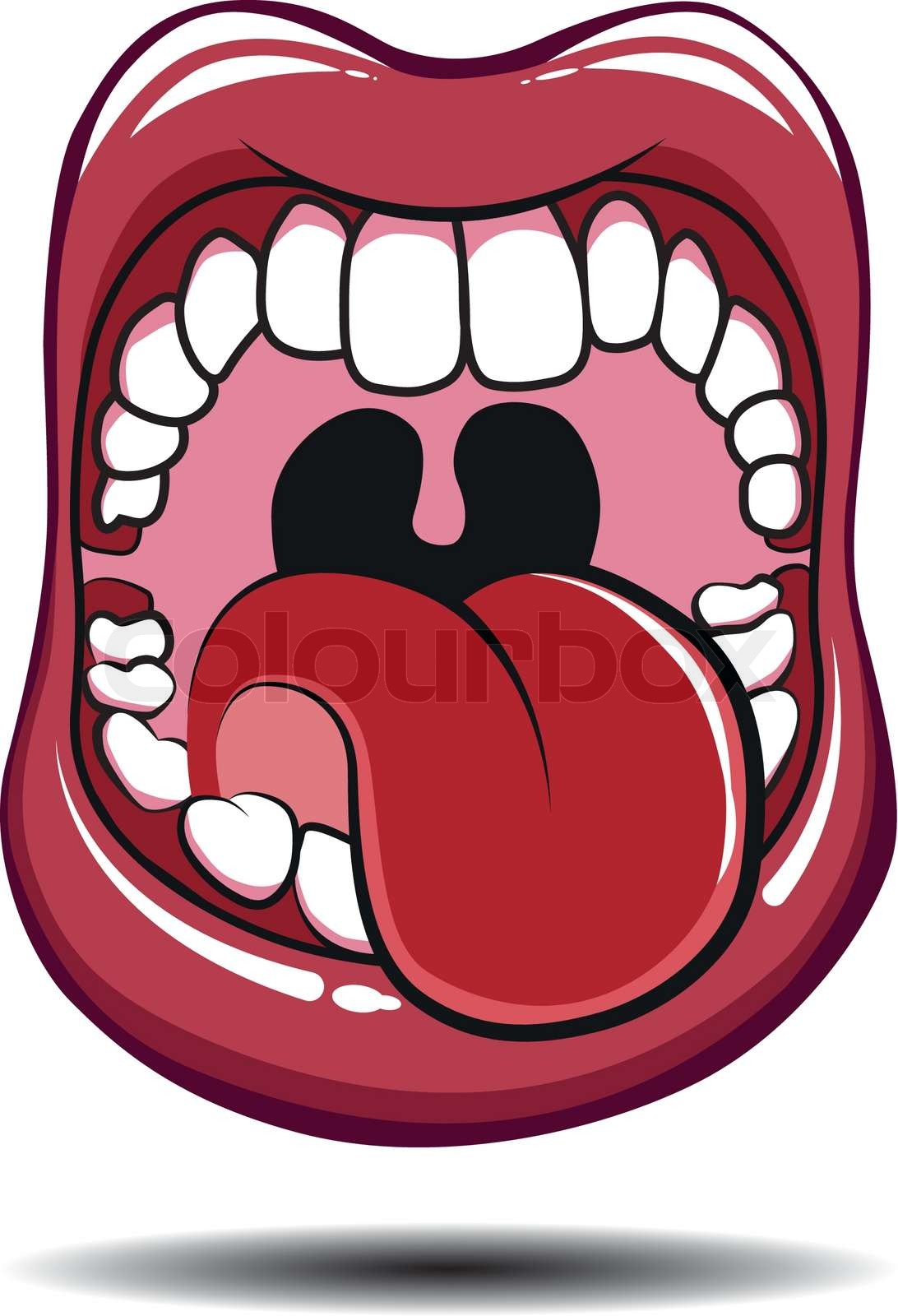Mouth and Tongue sticking out, Kiss, Lips Stock vector Colourbox