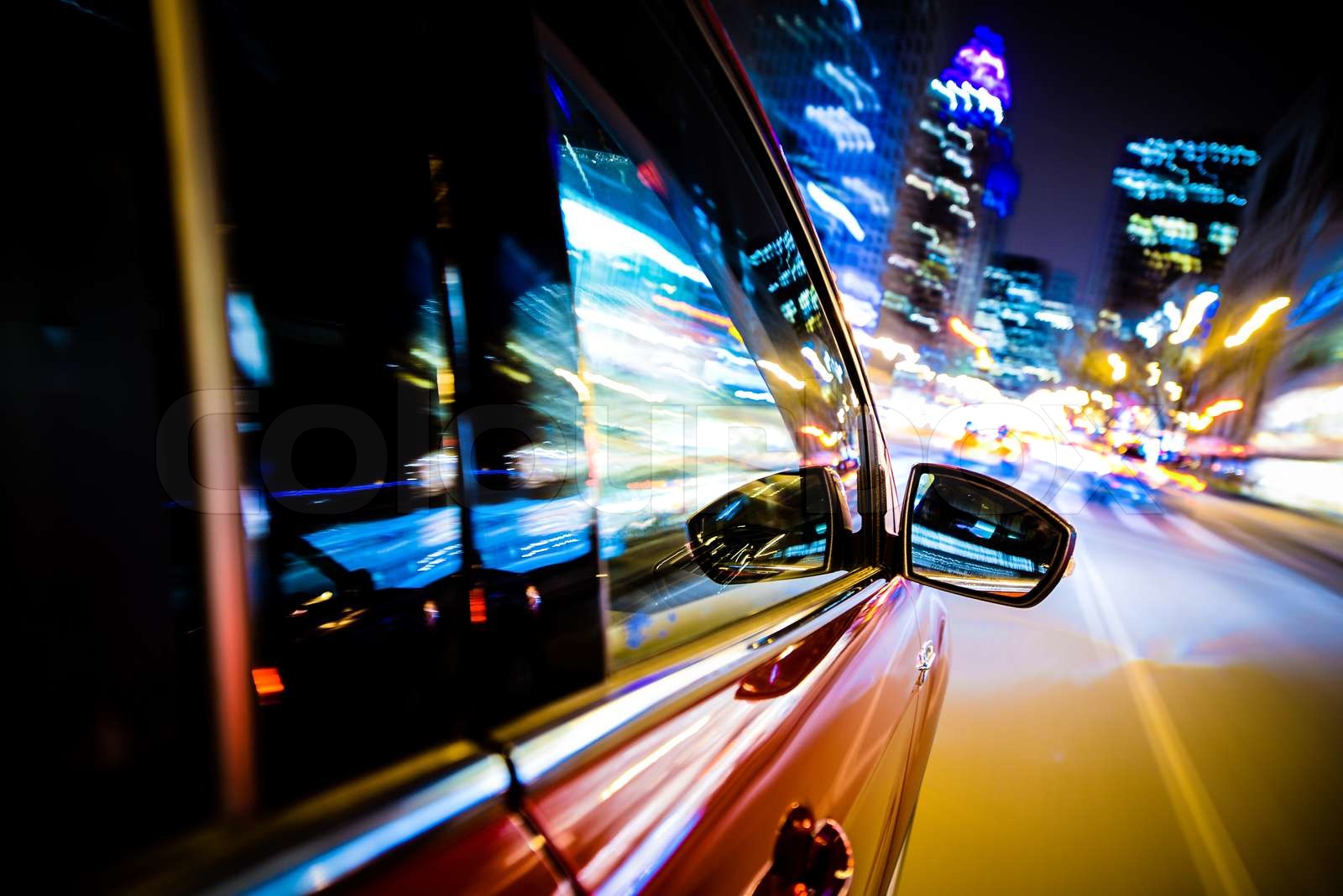Driving Through City Lights Stock image Colourbox