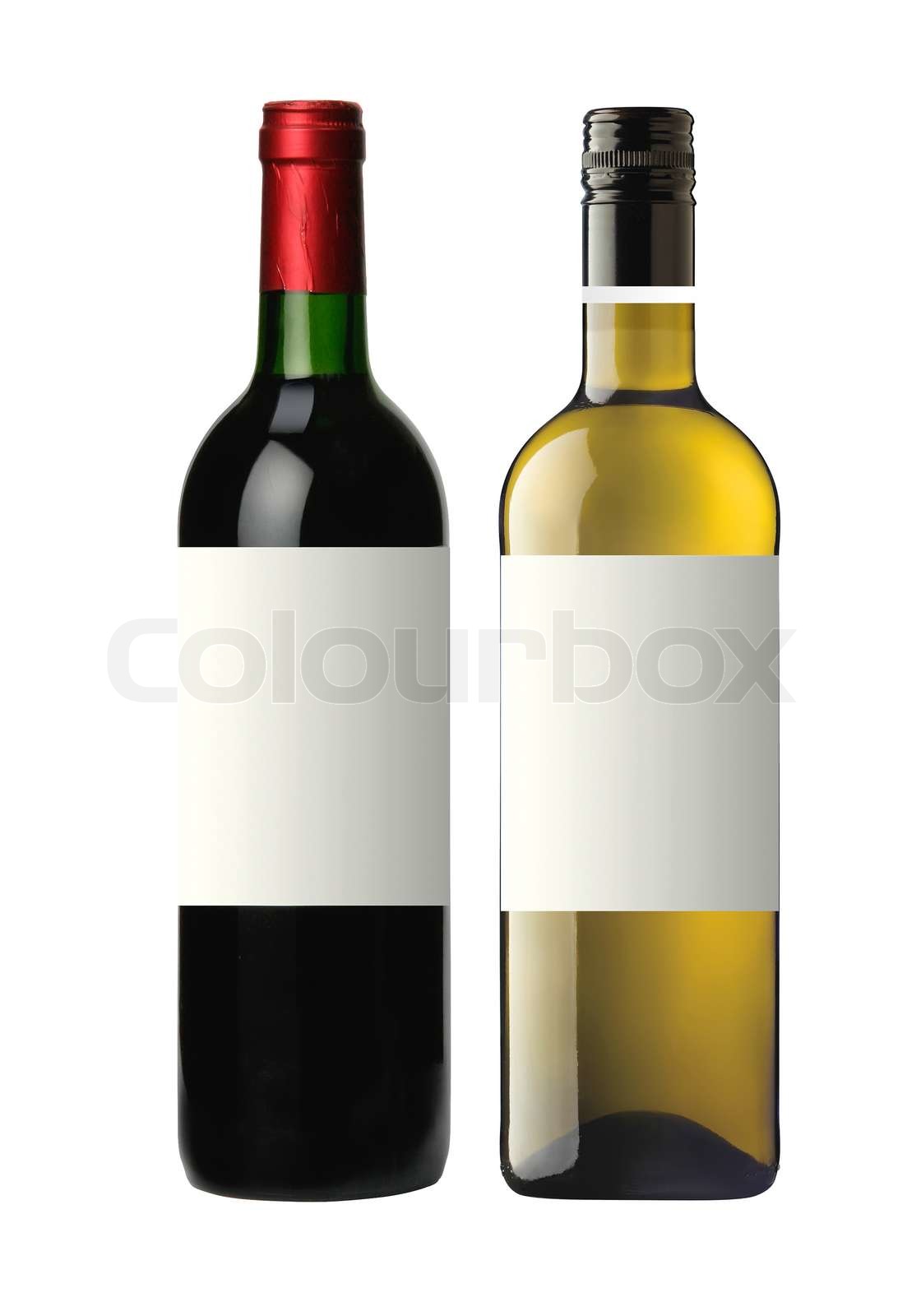 bottles of red and white wine isolated on white Stock image Colourbox