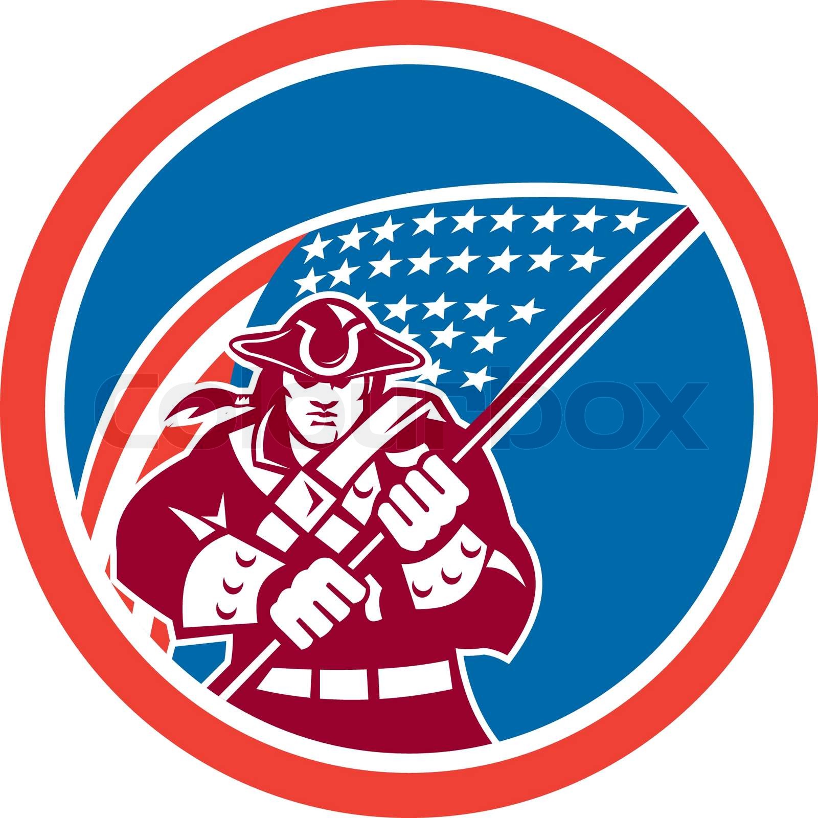 American Patriot Holding Flag Circle Stock vector Colourbox