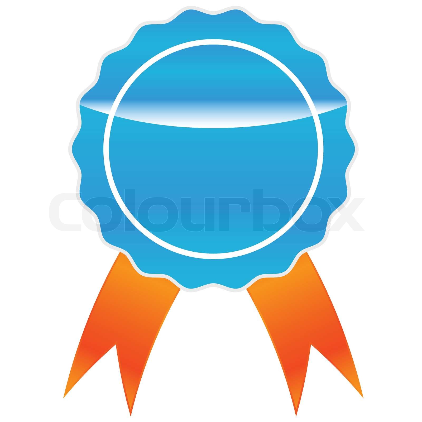 medal ribbon vector blue