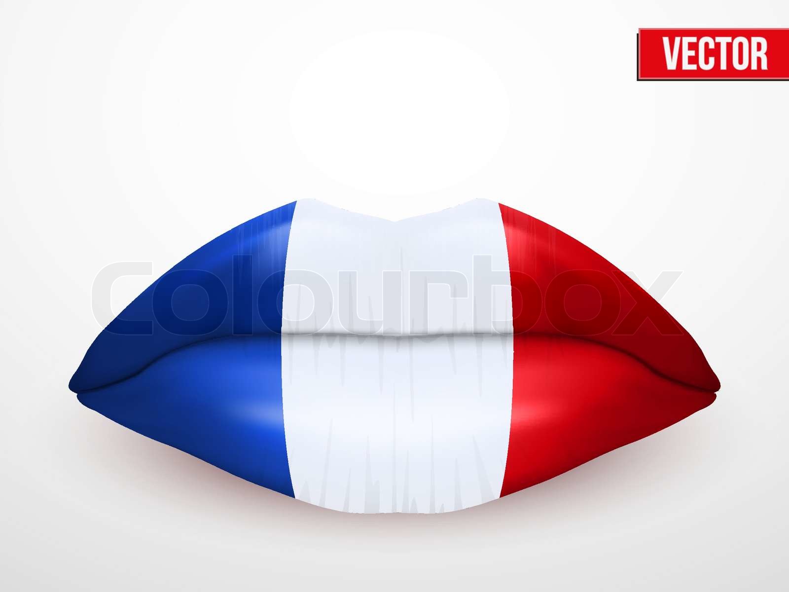 French kiss. Beautiful luscious lips | Stock vector | Colourbox