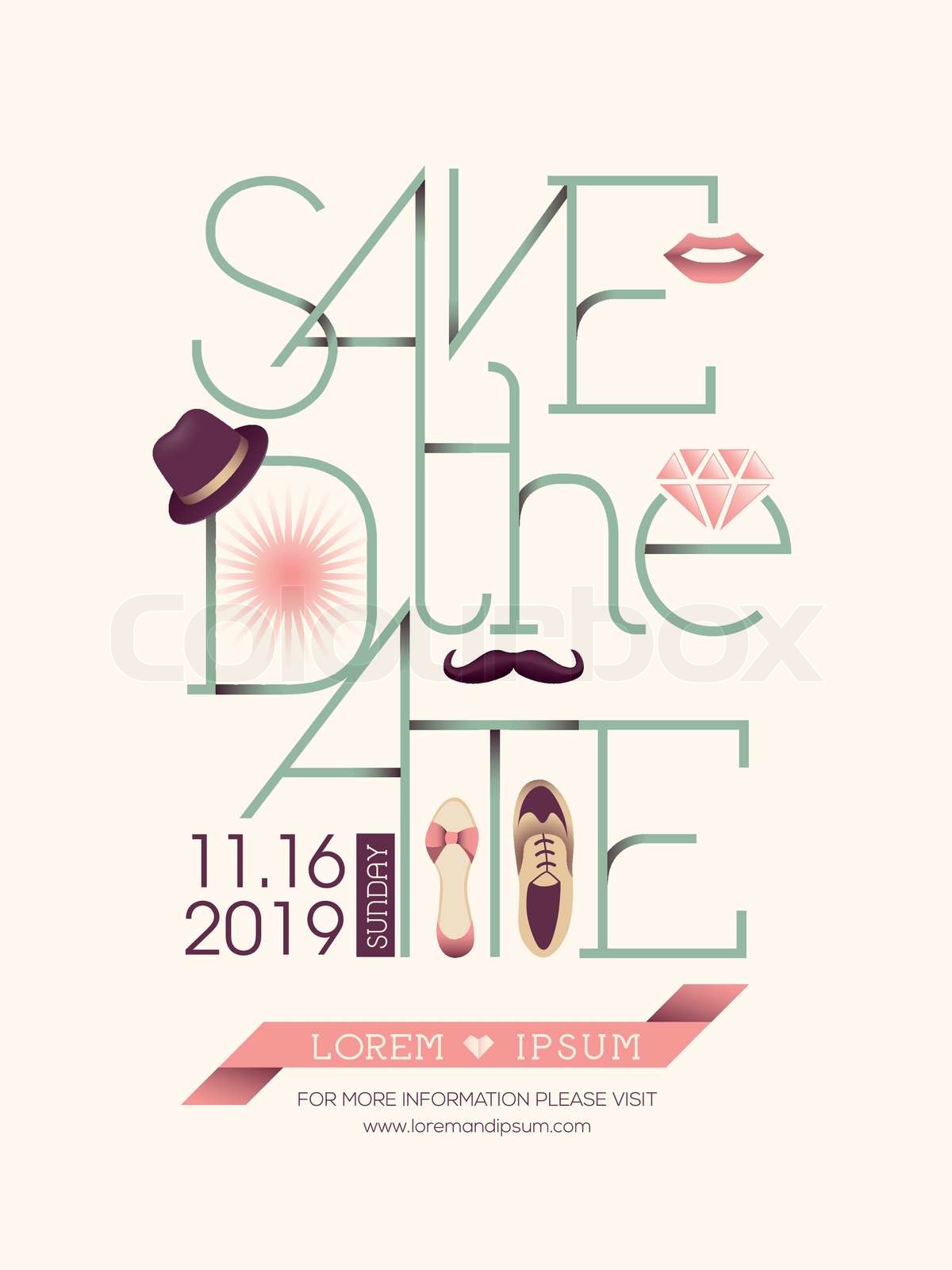 Speichern Sie die Datum-Karte-Typografie | Stock-Vektor | Colourbox