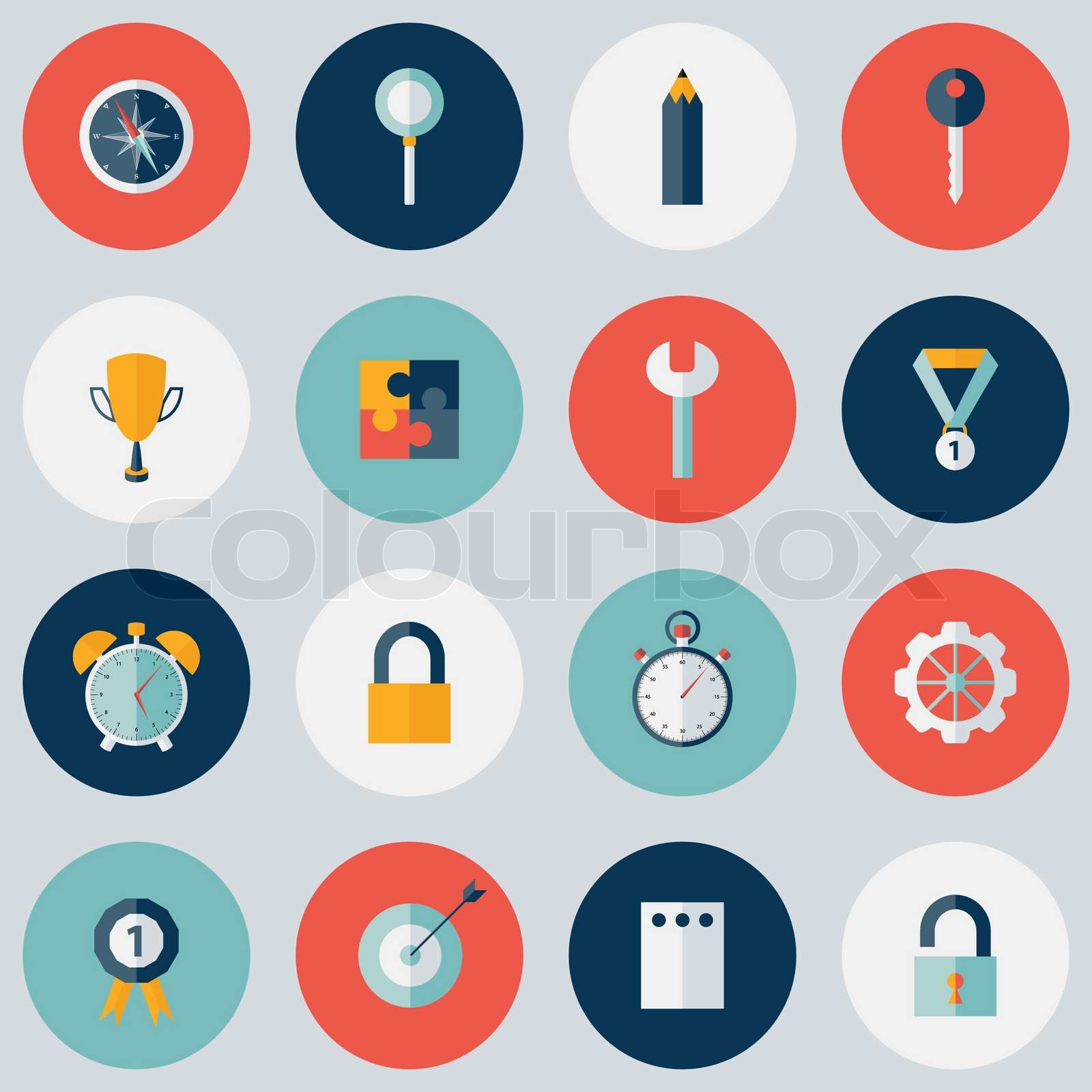 Flat circle Business icon set | Stock vector | Colourbox