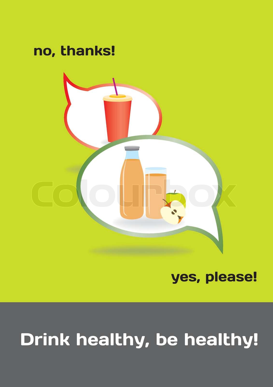 Food concept healthy and unhealthy drinks Stock vector Colourbox