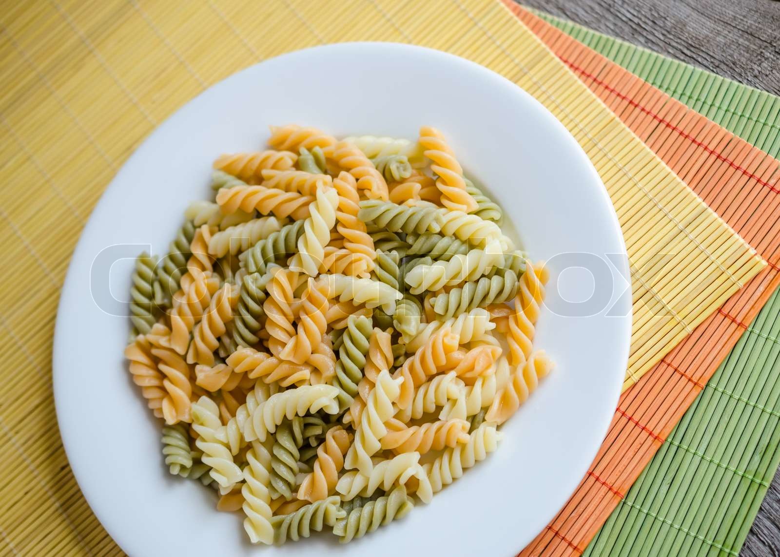 Fusilli pasta Stock image Colourbox