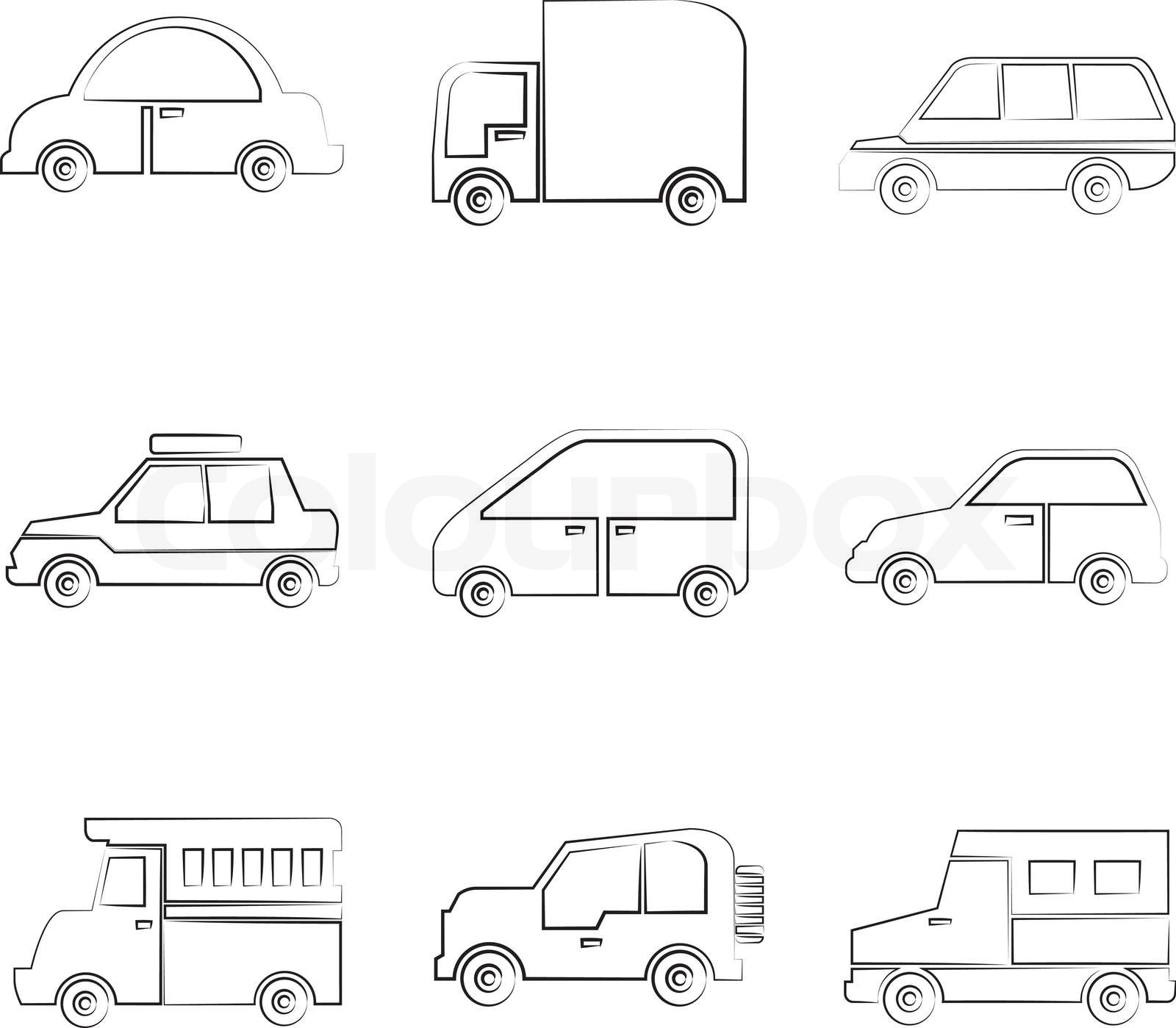 Linie Auto Icons skizzieren | Stock-Vektor | Colourbox