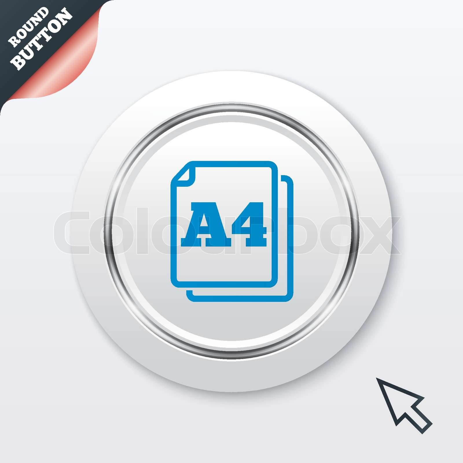 Paper size A4 standard icon. Document symbol. | Stock vector | Colourbox