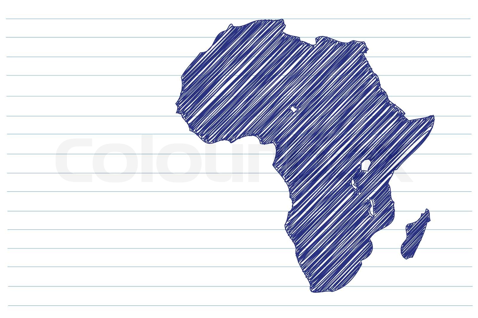 scribble sketch of Africa map on a notepad sheet | Stock vector | Colourbox