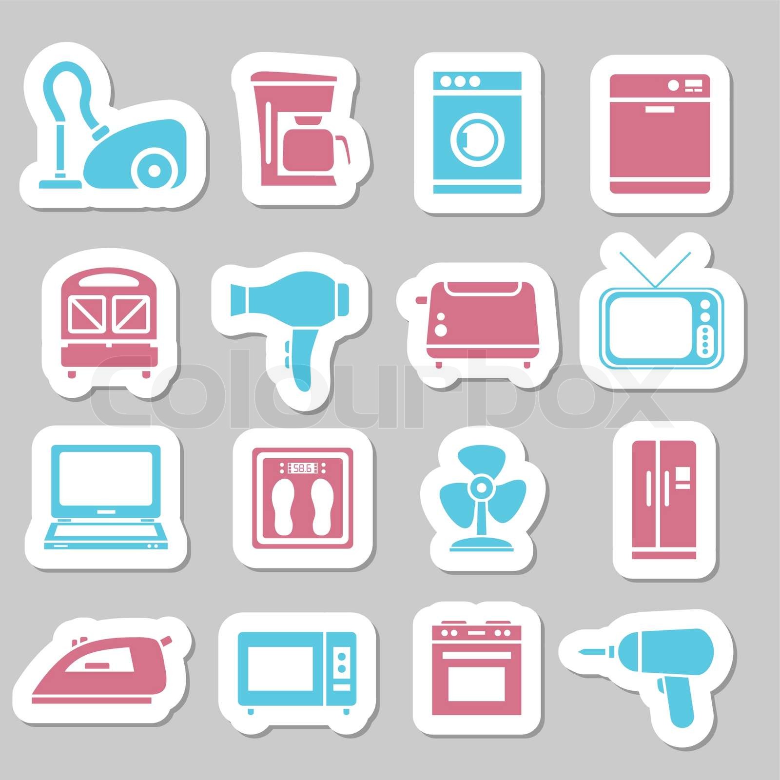 home appliance stickers | Stock vector | Colourbox