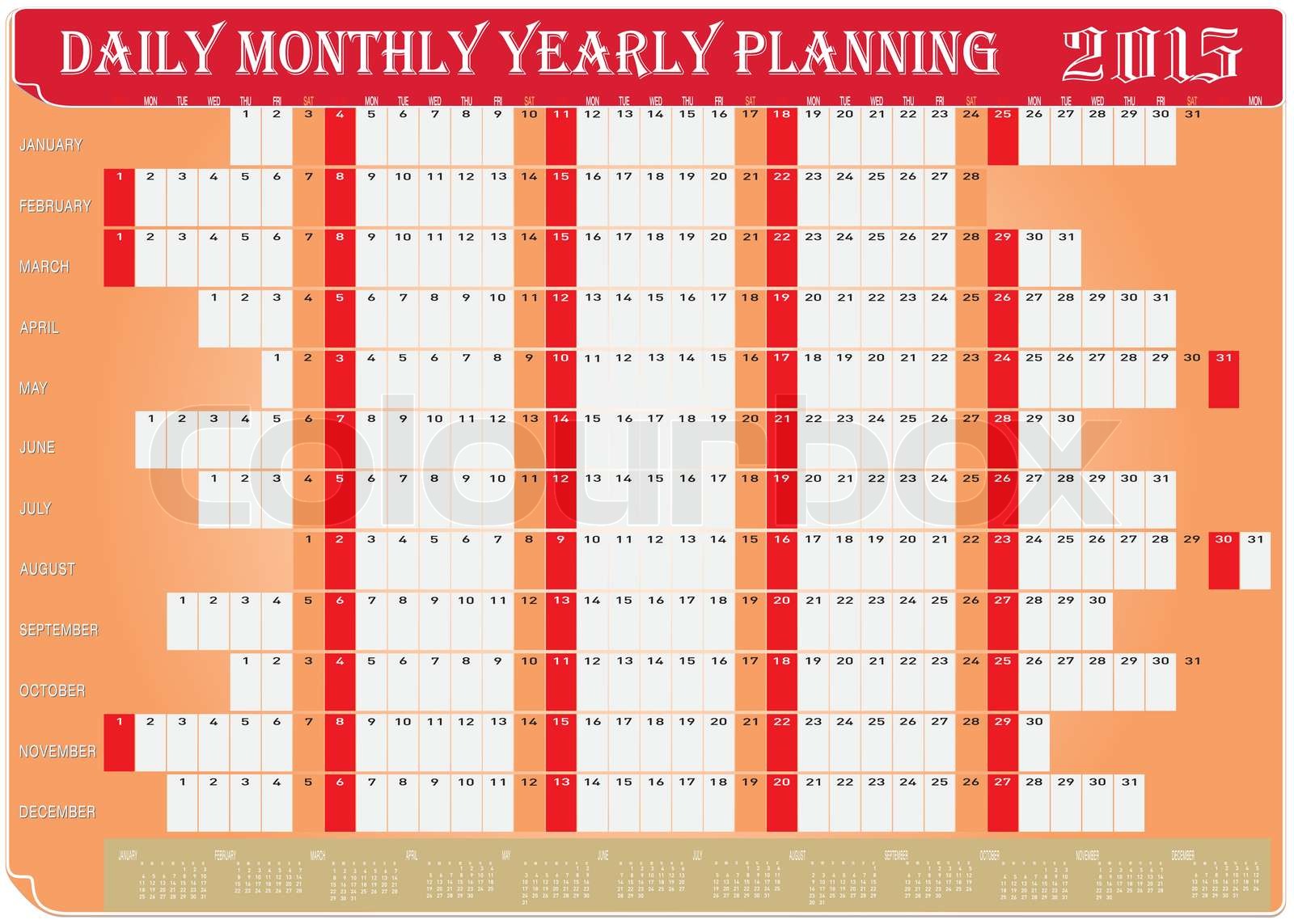 Daily Monthly Yearly Planning Chart 2015 | Stock vector | Colourbox