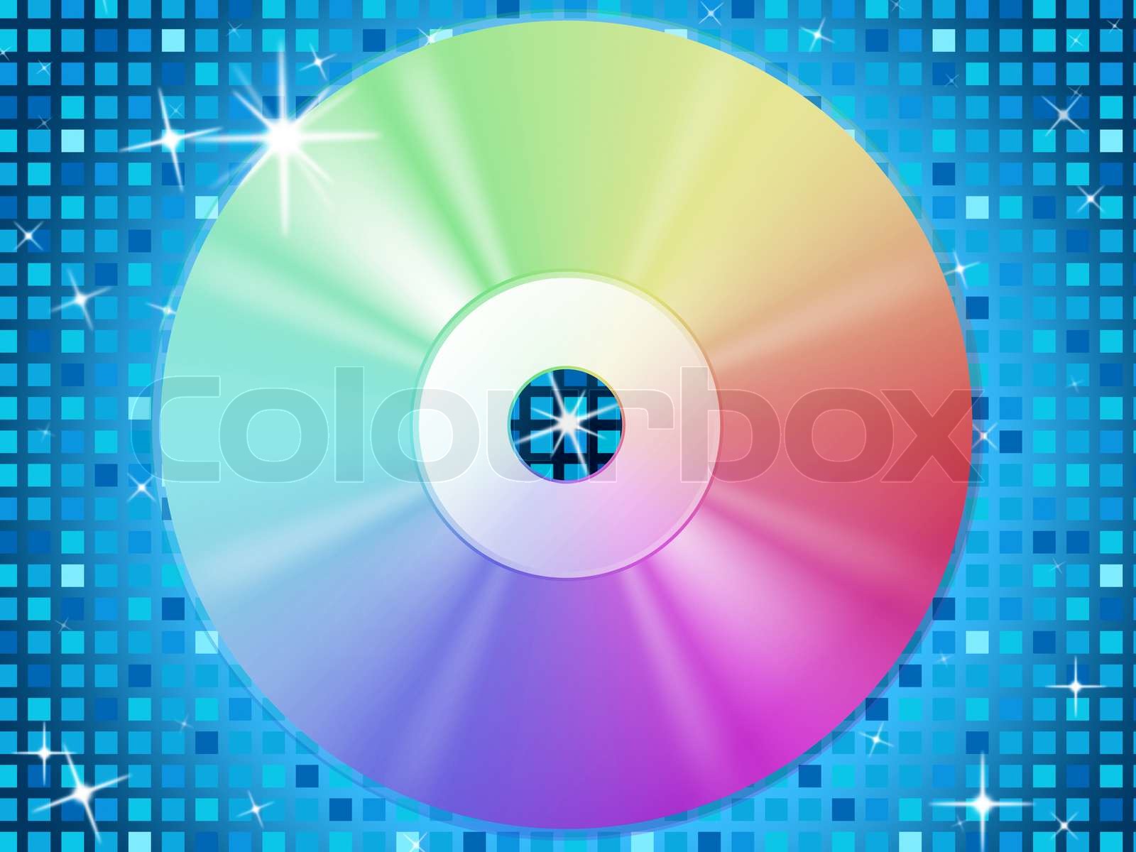 CD Hintergrund bedeutet Musik Party und blaue Quadrate Stock Bild