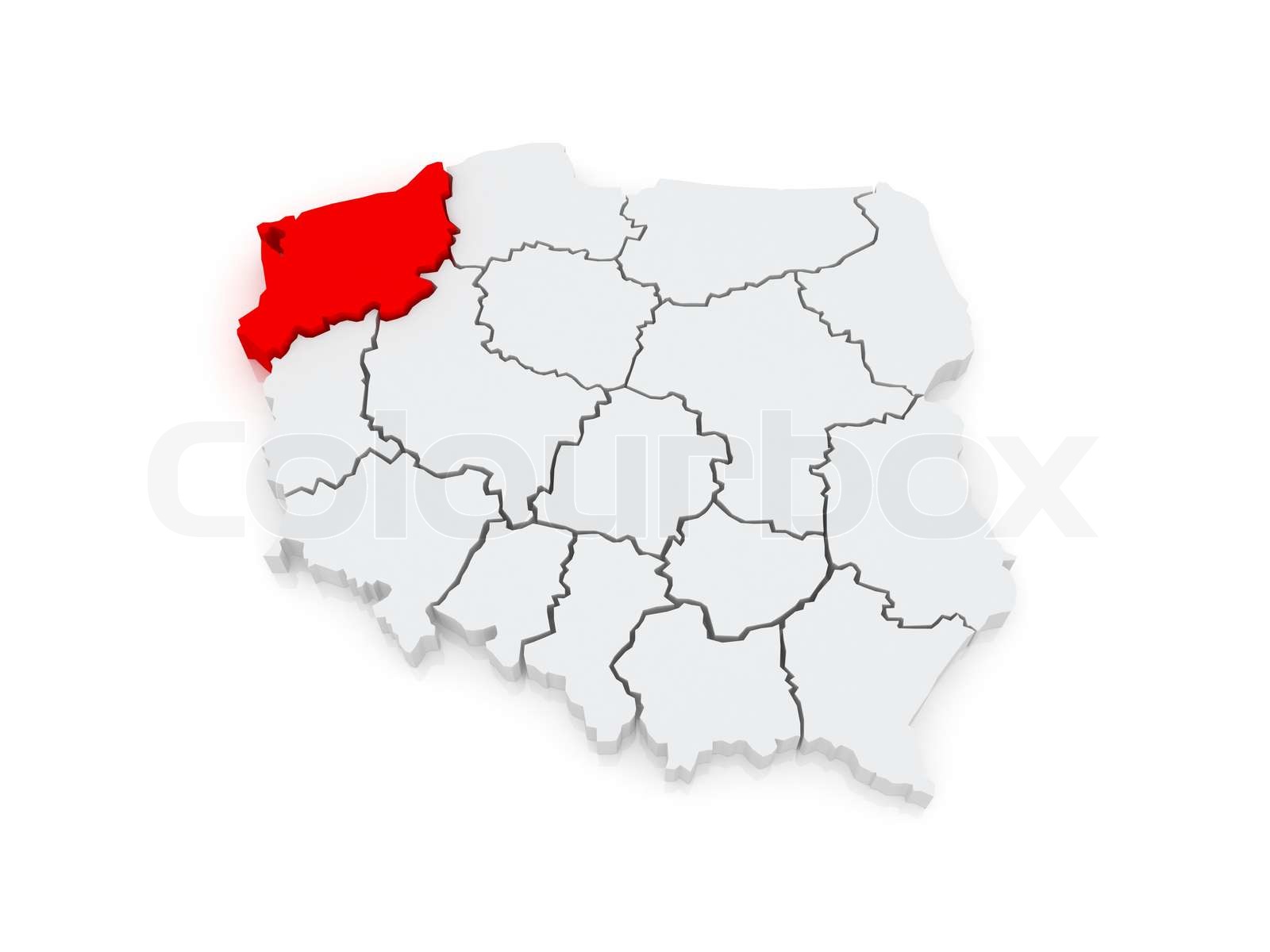 Map of Western Pomeranian. Poland. Stock image Colourbox