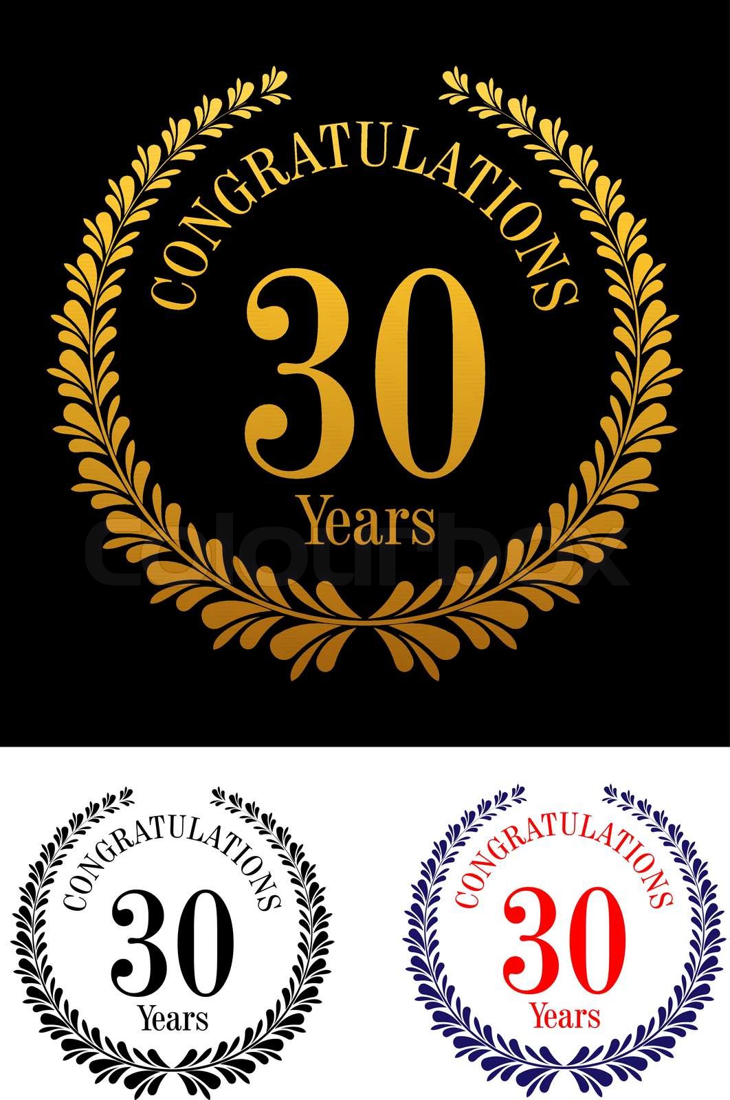 30 years anniversary laurel wreaths | Stock vector | Colourbox