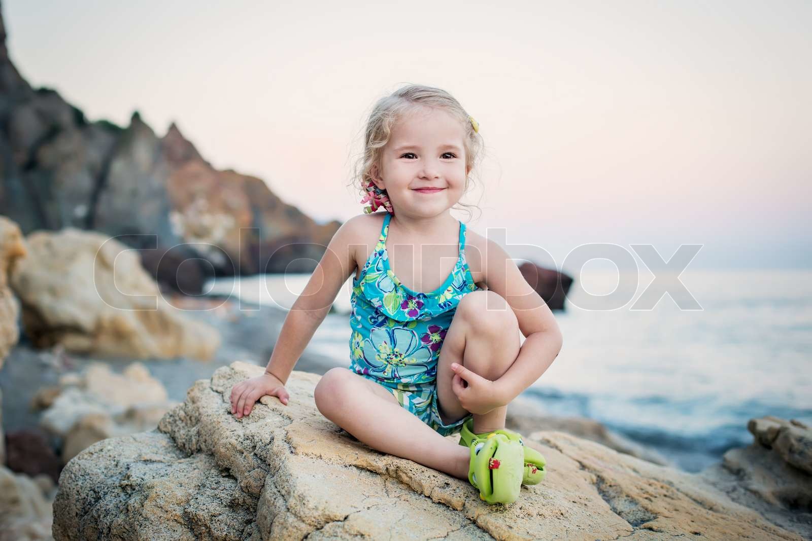 happy little girl on the beach | Stock image | Colourbox