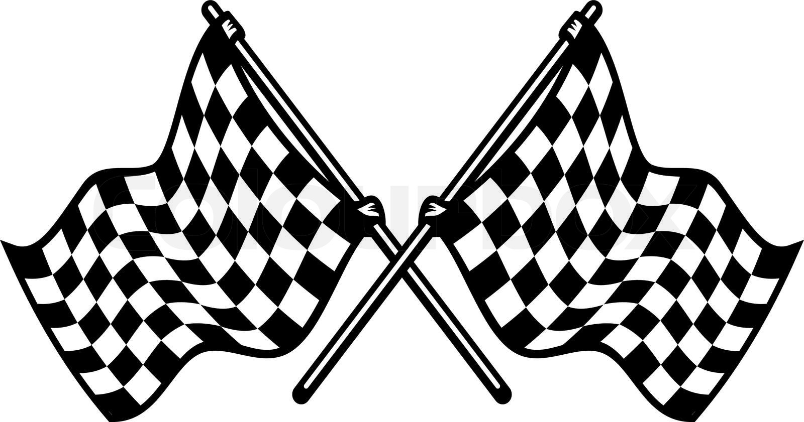 Two crossed black and white checkered flags Stock vector Colourbox