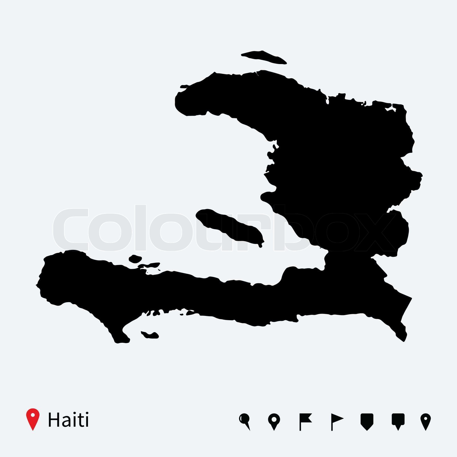 High detailed vector map of Haiti with navigation pins.  Stock vector  Colourbox