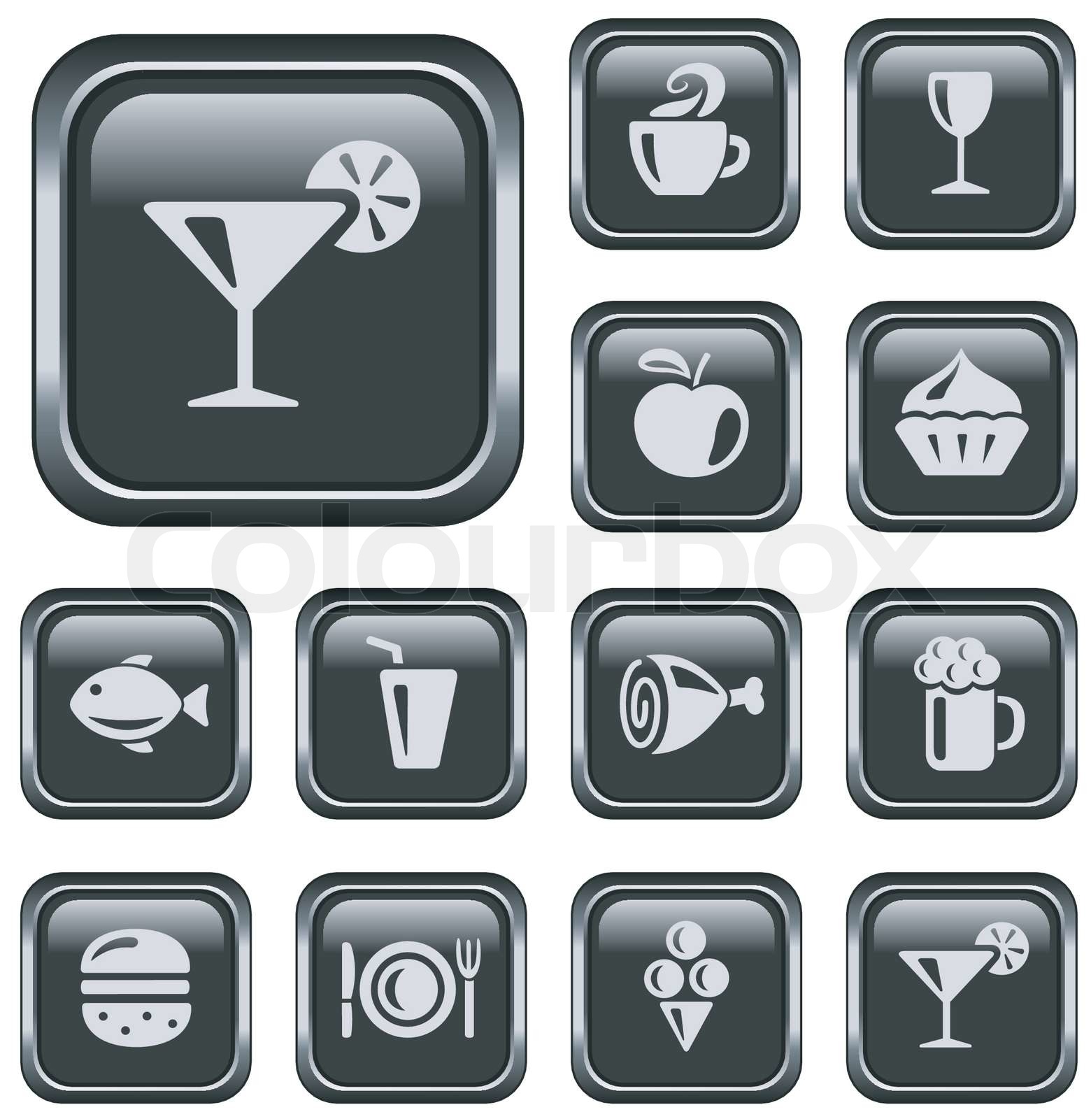 Food and drink buttons | Stock vector | Colourbox
