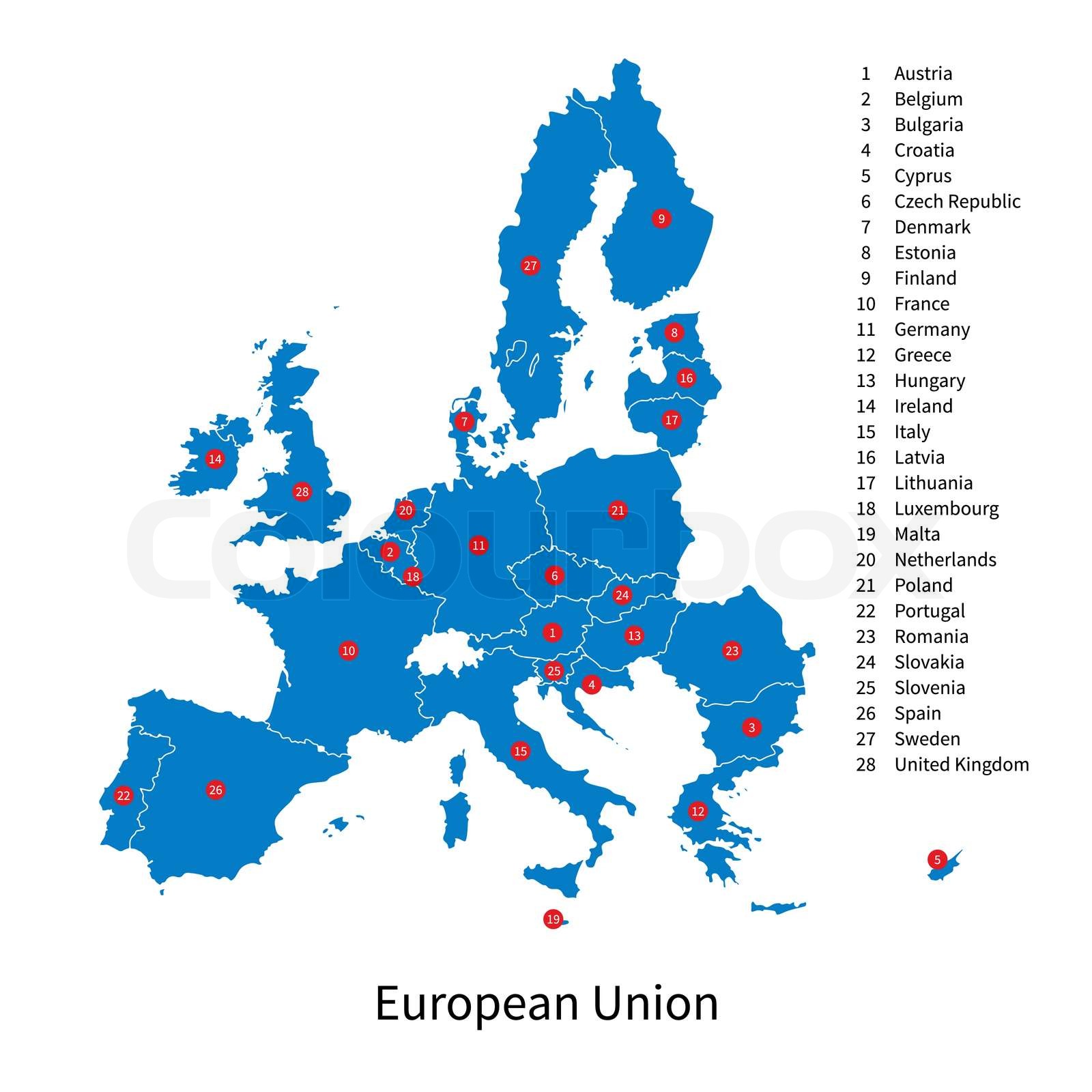 Detailed vector map of European Union and European countries | Stock ...