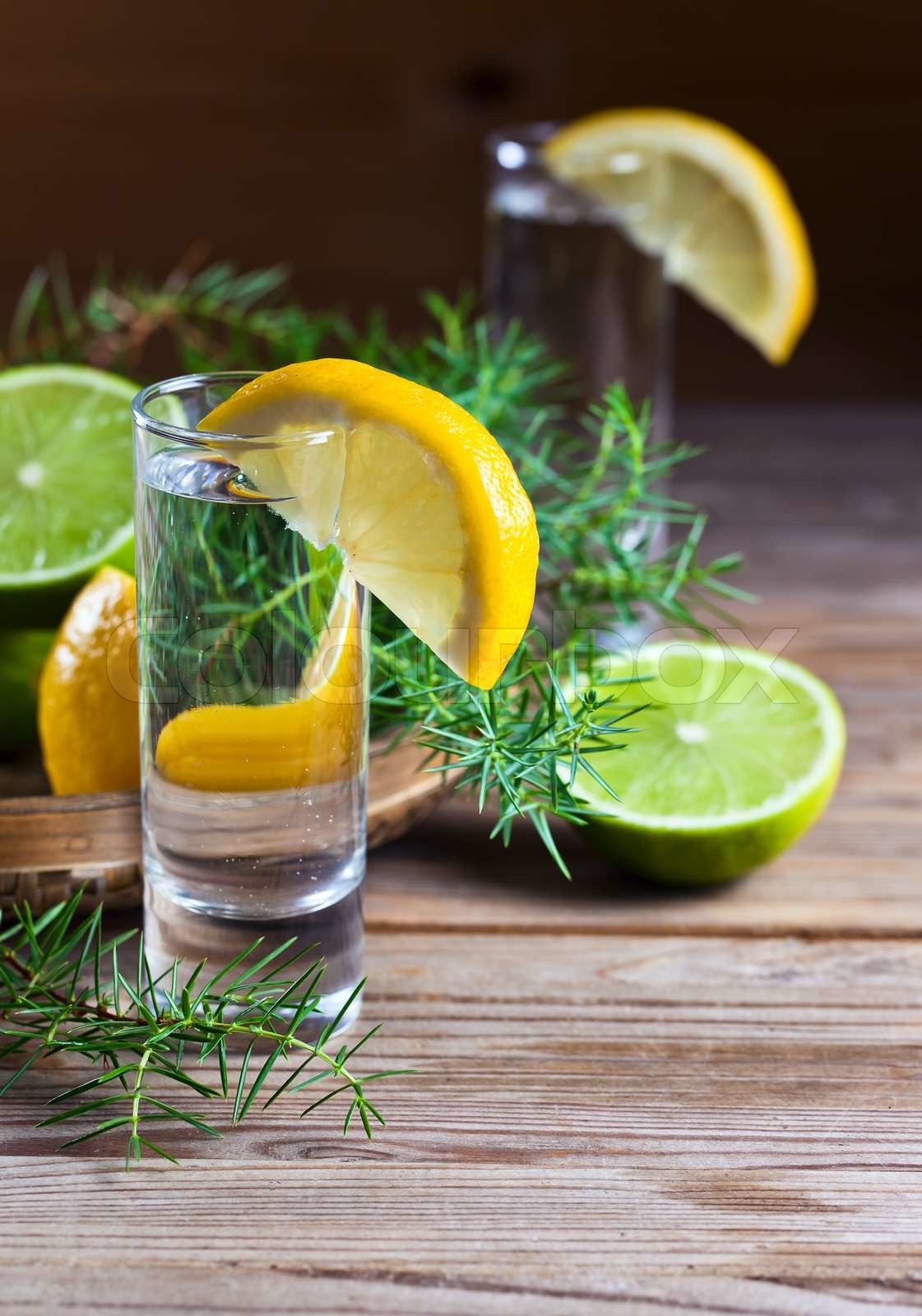 Gin with lemon Stock image Colourbox