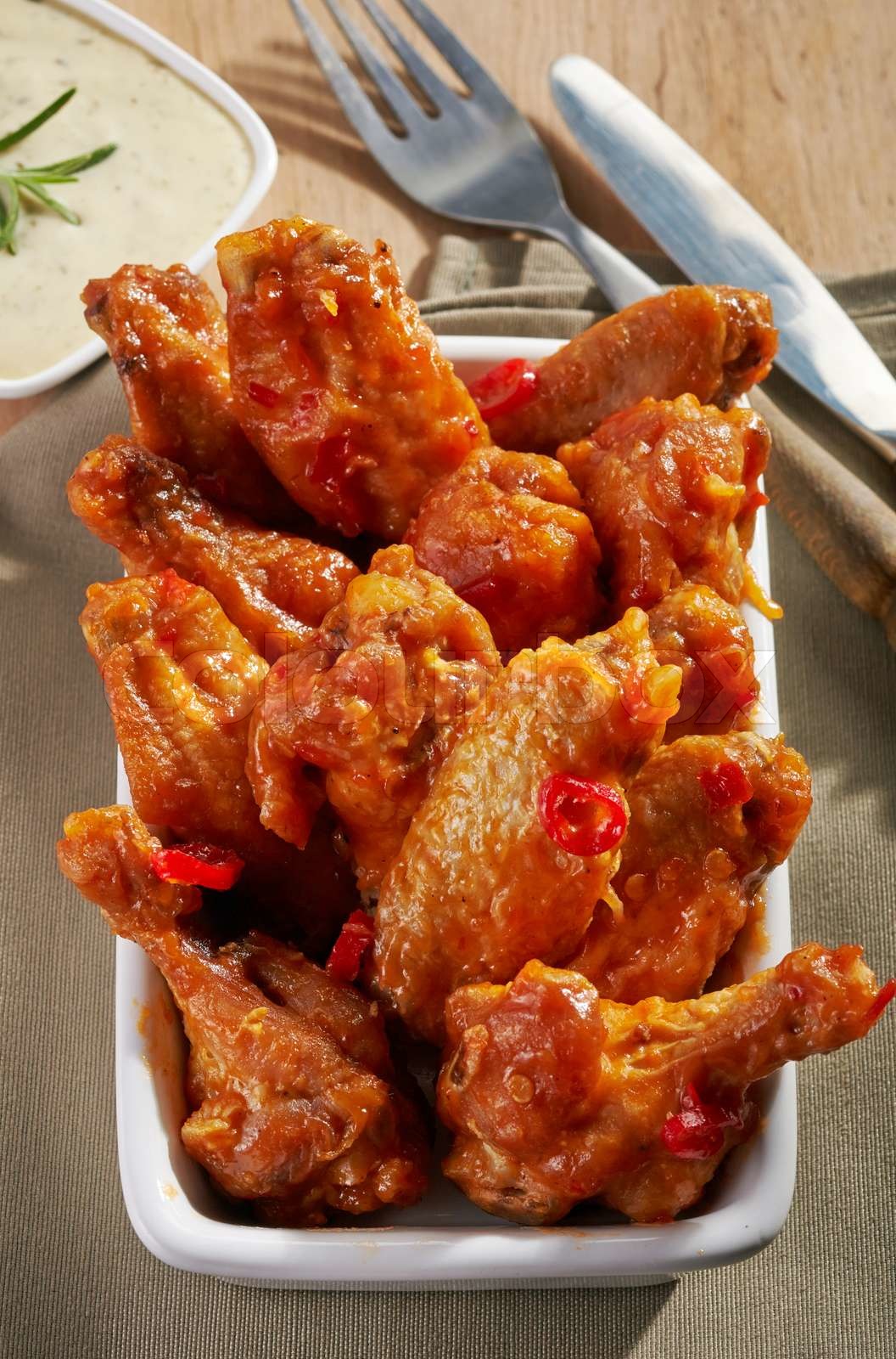 fried chicken wings with sweet chili sauce | Stock image | Colourbox