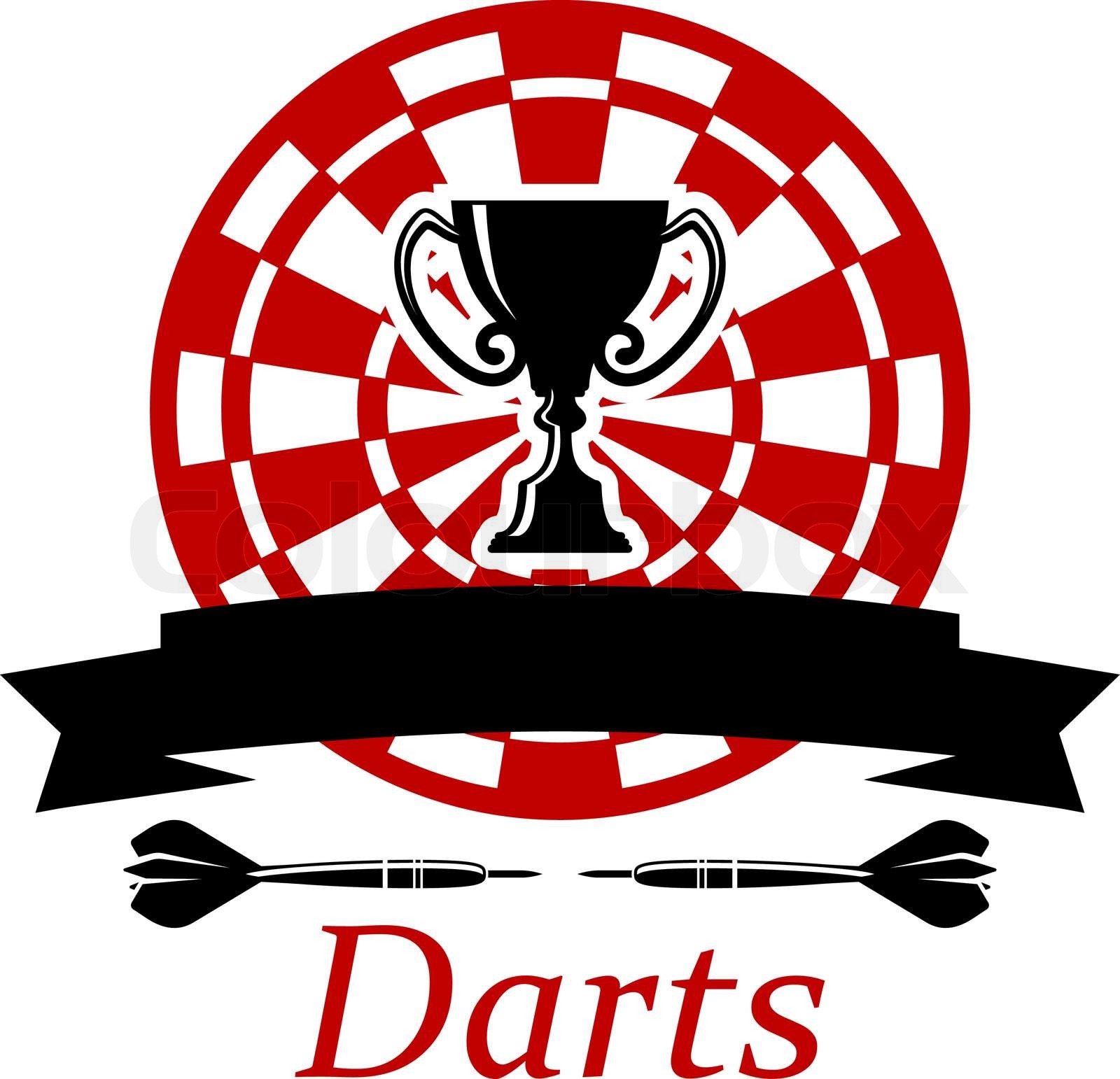 Darts emblem with trophy cup | Stock vector | Colourbox