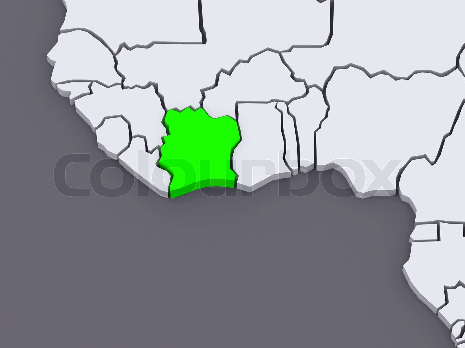 Map of worlds. Cote d'Ivoire. Stock image Colourbox