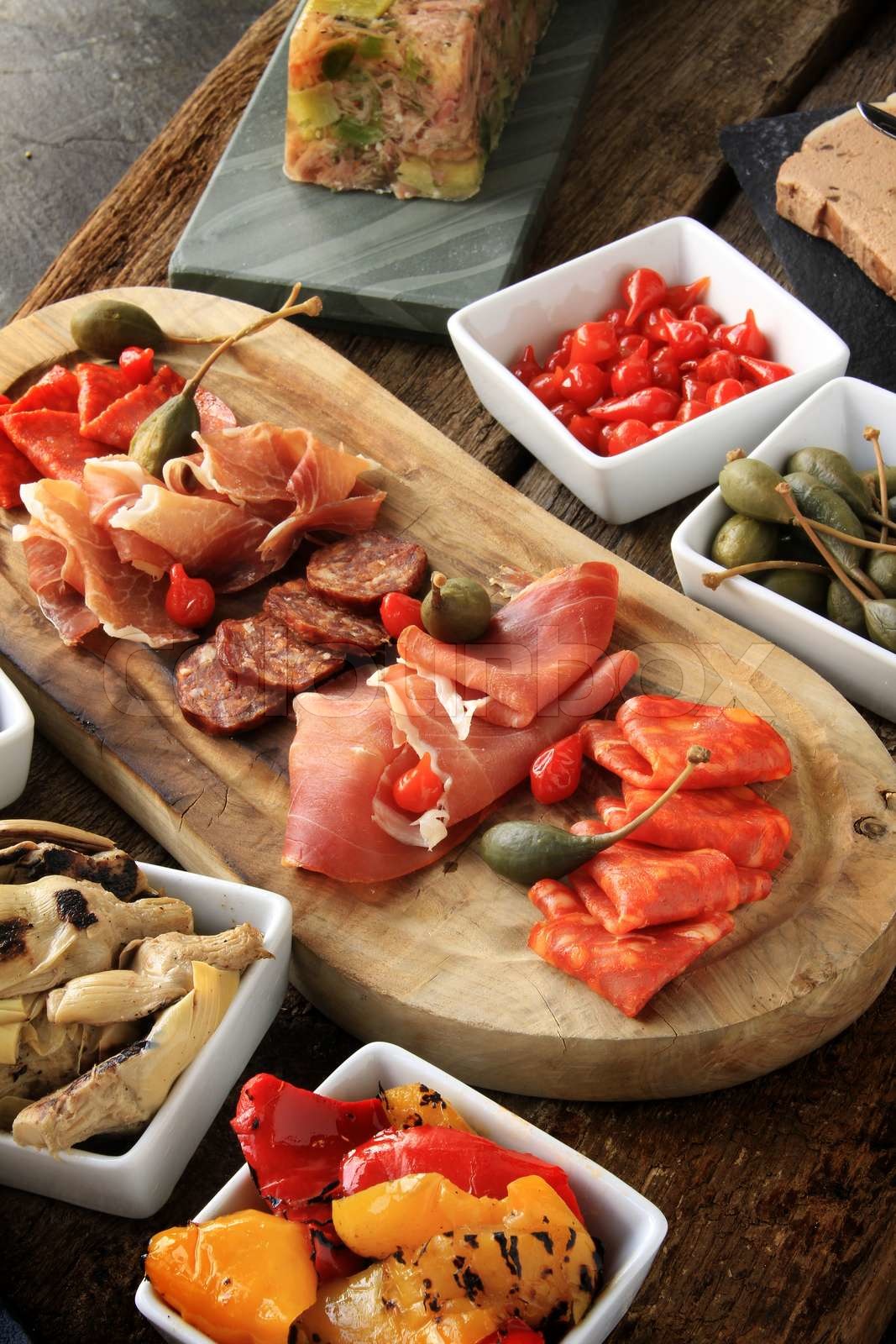 antipasto selection Stock image Colourbox