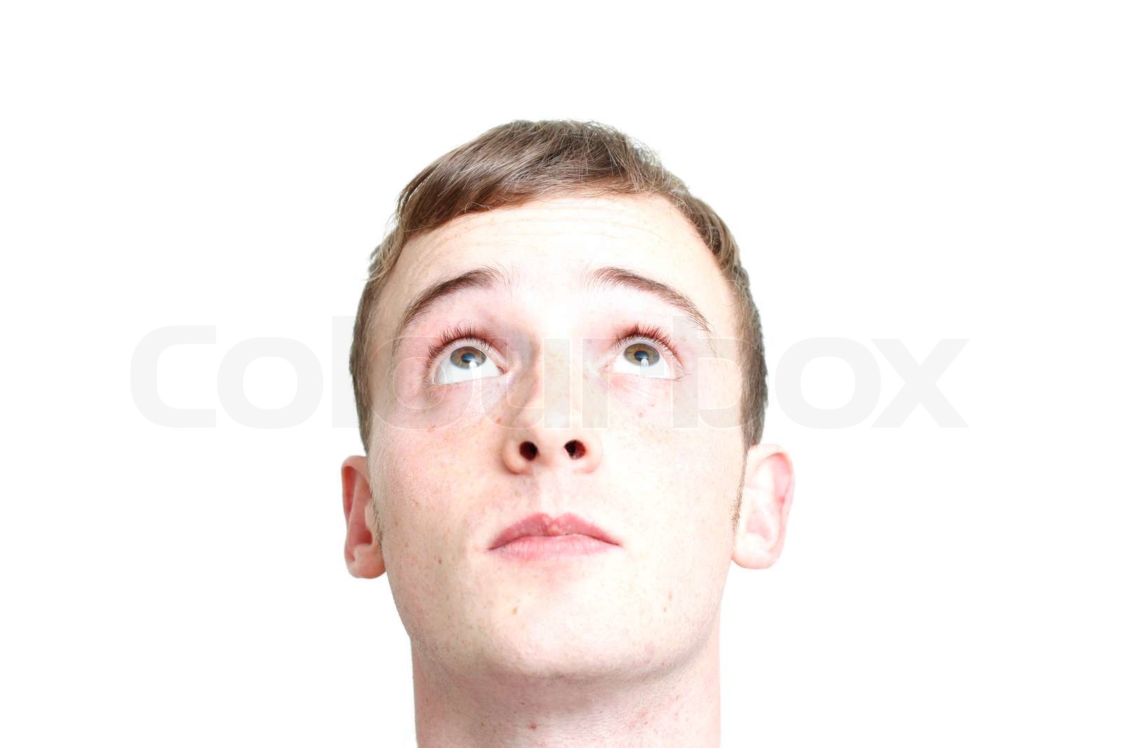 Face of a caucasian man looking upwards | Stock image | Colourbox