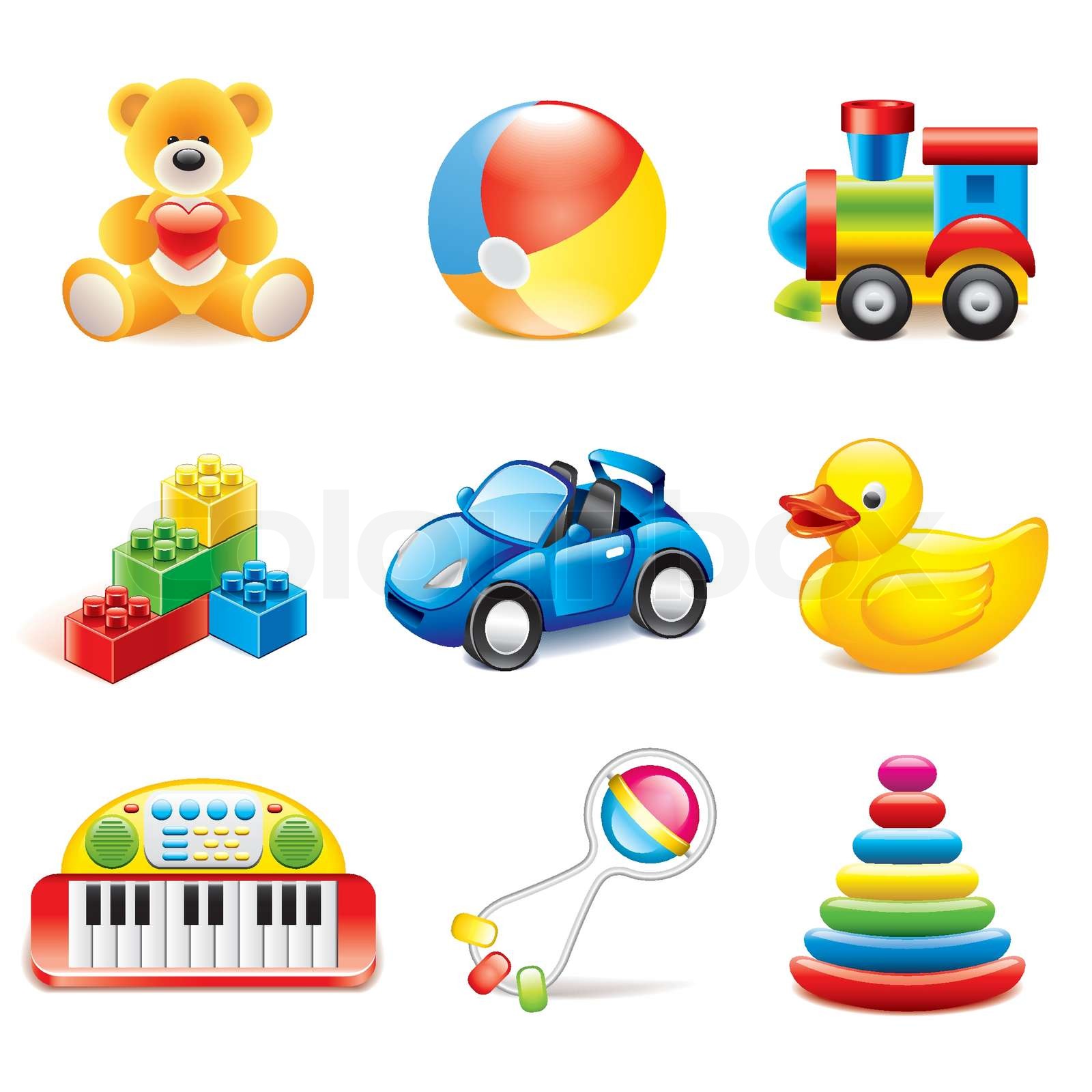 piktogramme spielzeug bunte Spielsachen Icons Vektor-Satz | Stock-Vektor | Colourbox