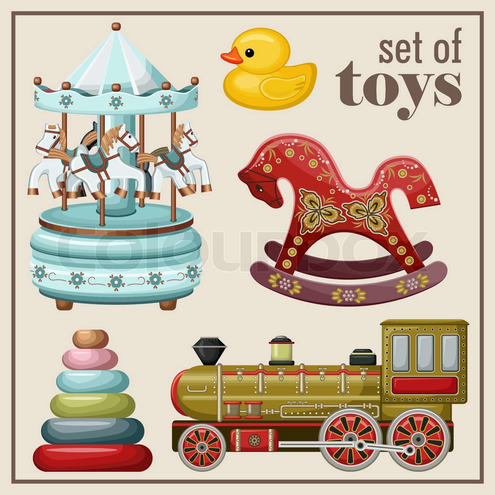 retro spielzeug Set of vintage toys. | Stock vector | Colourbox