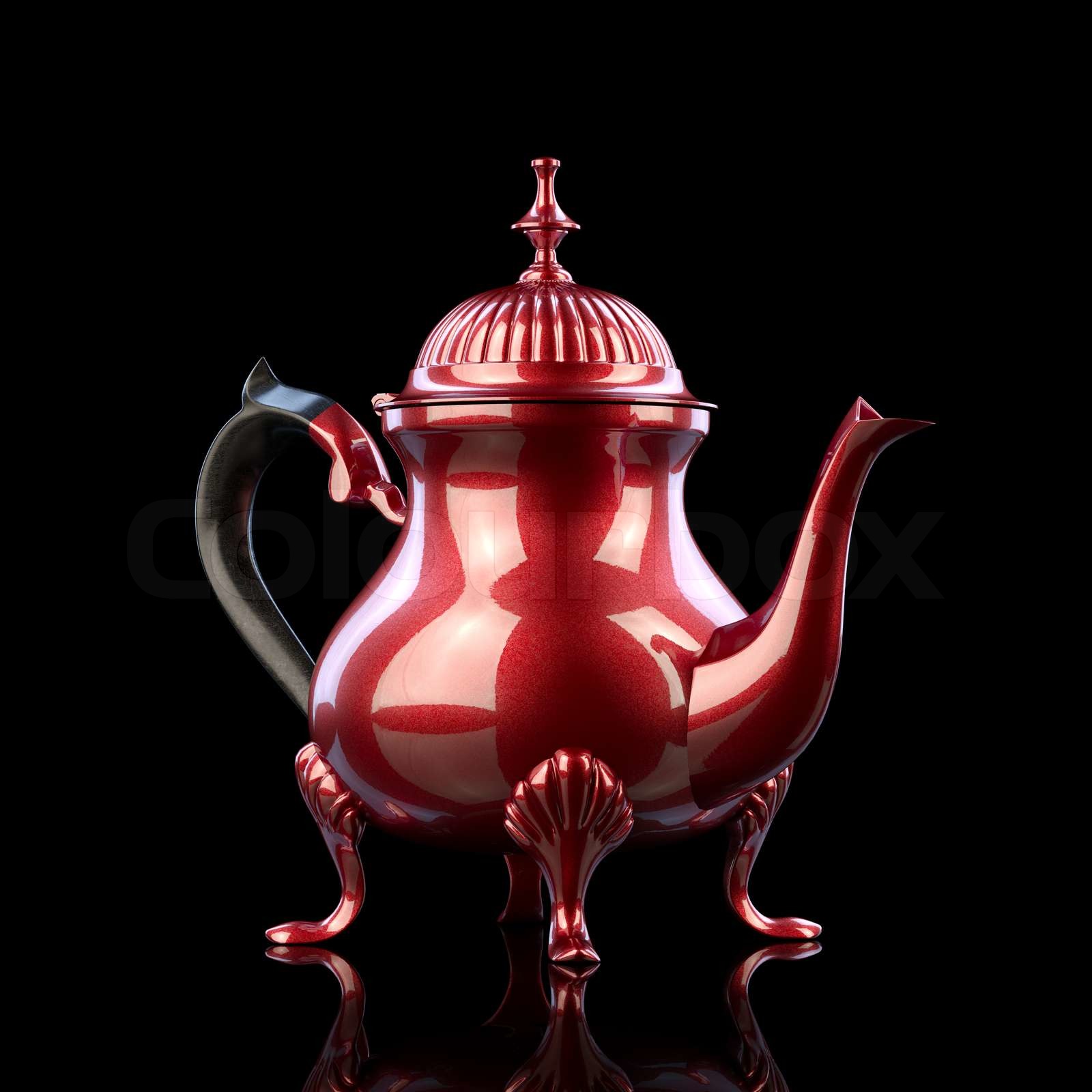 Vintage Metal Coffee Pot On Black Background 3d Illustration | Stock