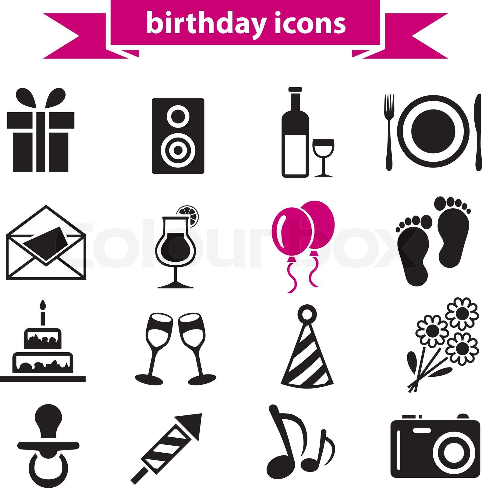 Geburtstag icons  Stock-Vektor  Colourbox
