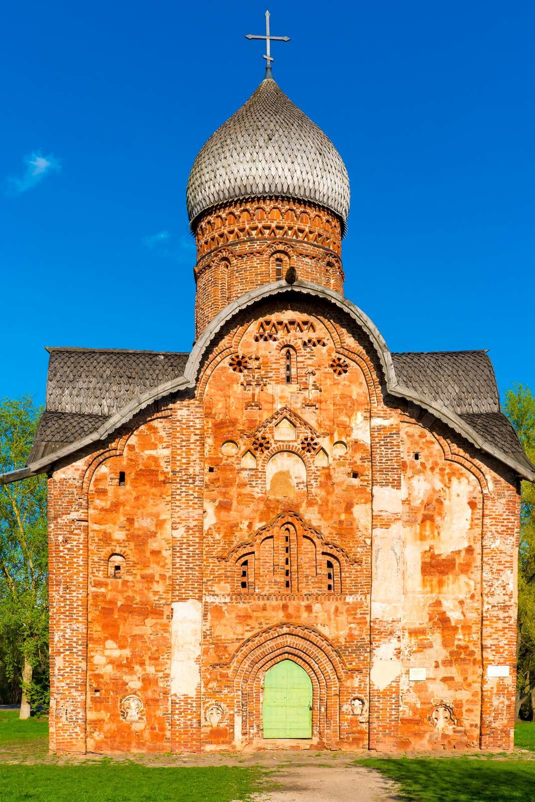 beautiful red brick church, orthodox | Stock image | Colourbox