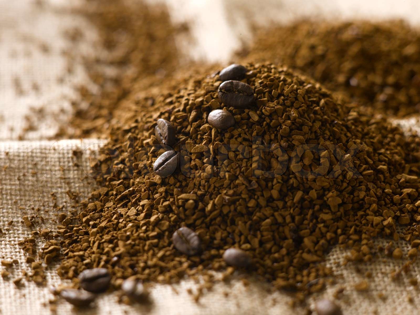 Coffee beans and powdered coffee granules Stock image Colourbox