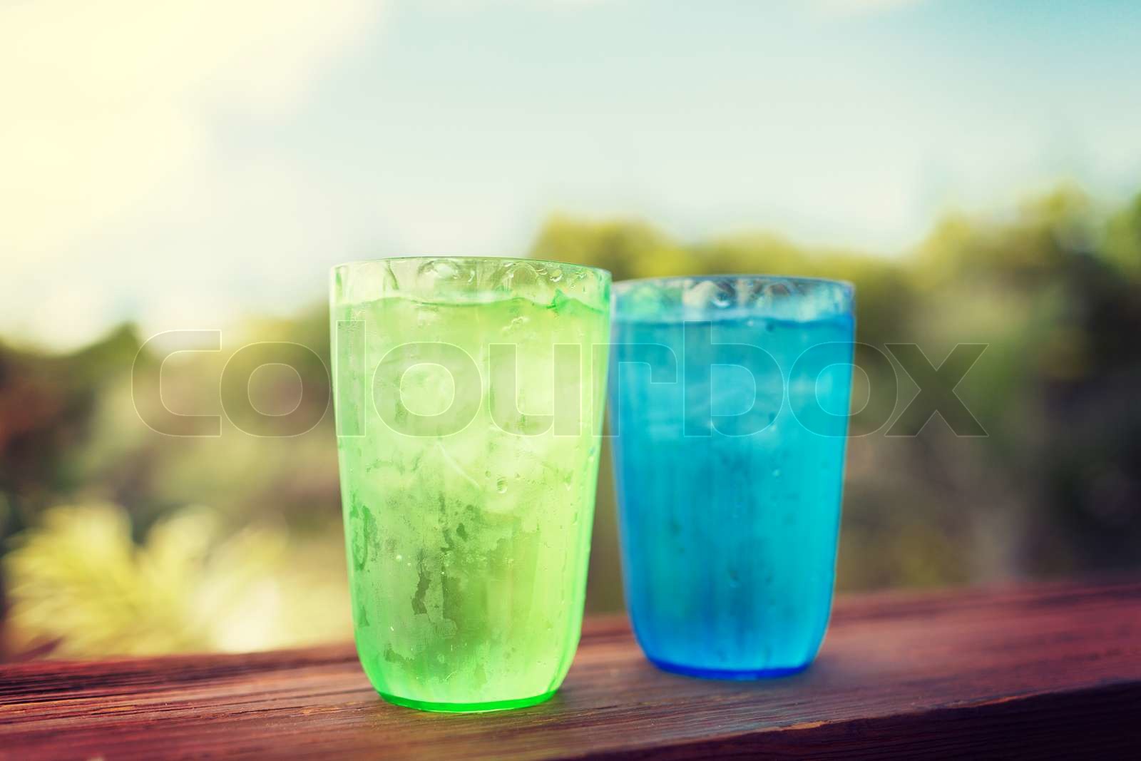 Close Up Of Two Glasses With Cold Water Stock Image Colourbox