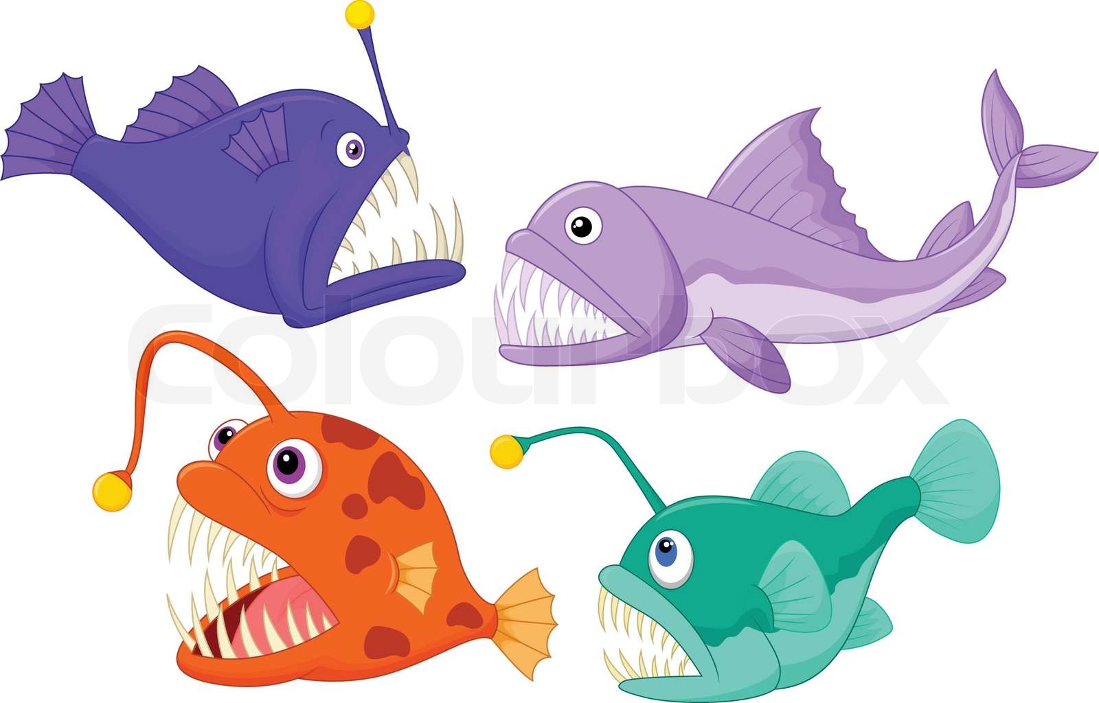 Deep sea fish cartoon | Stock vector | Colourbox