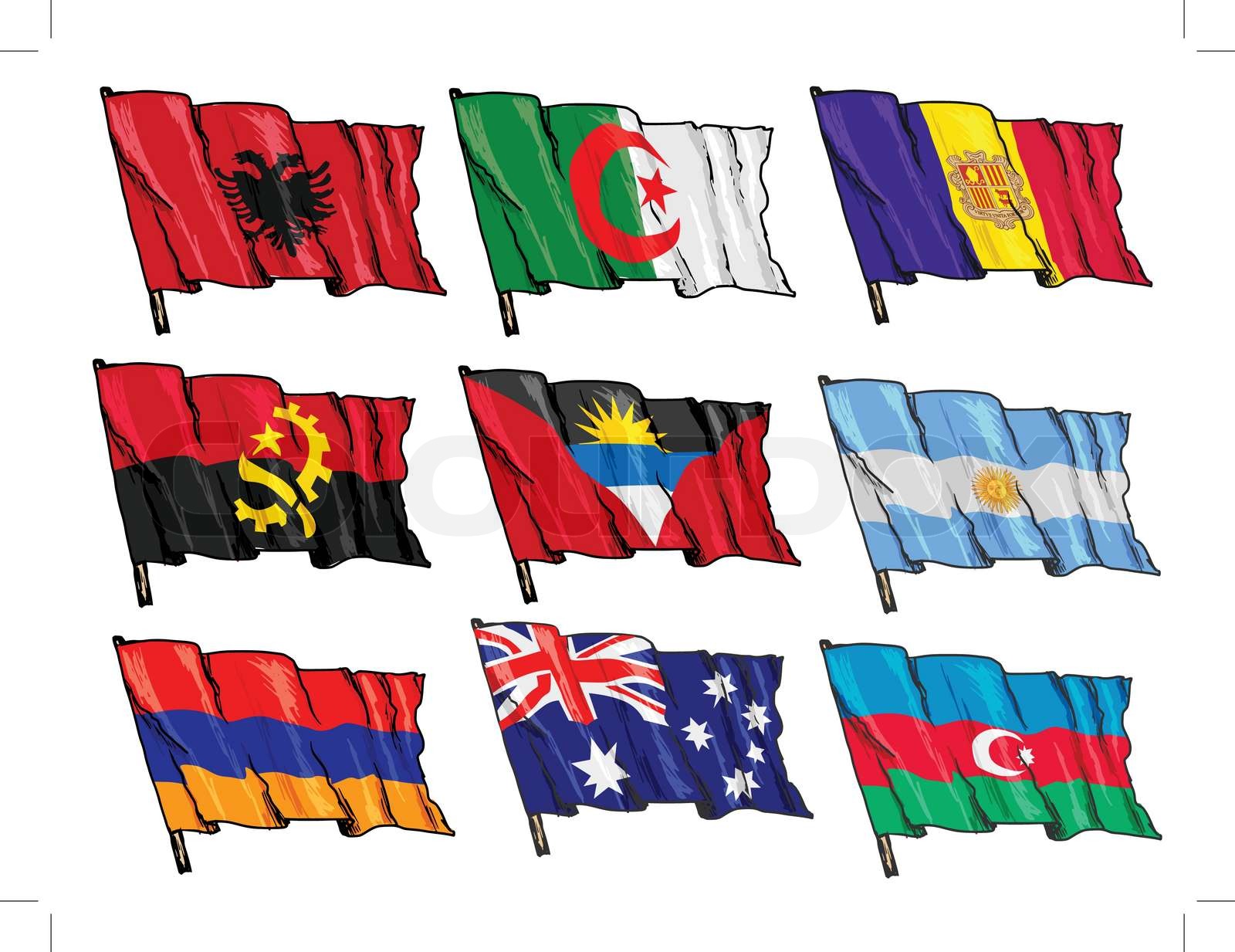 set of national flags Stock vector Colourbox