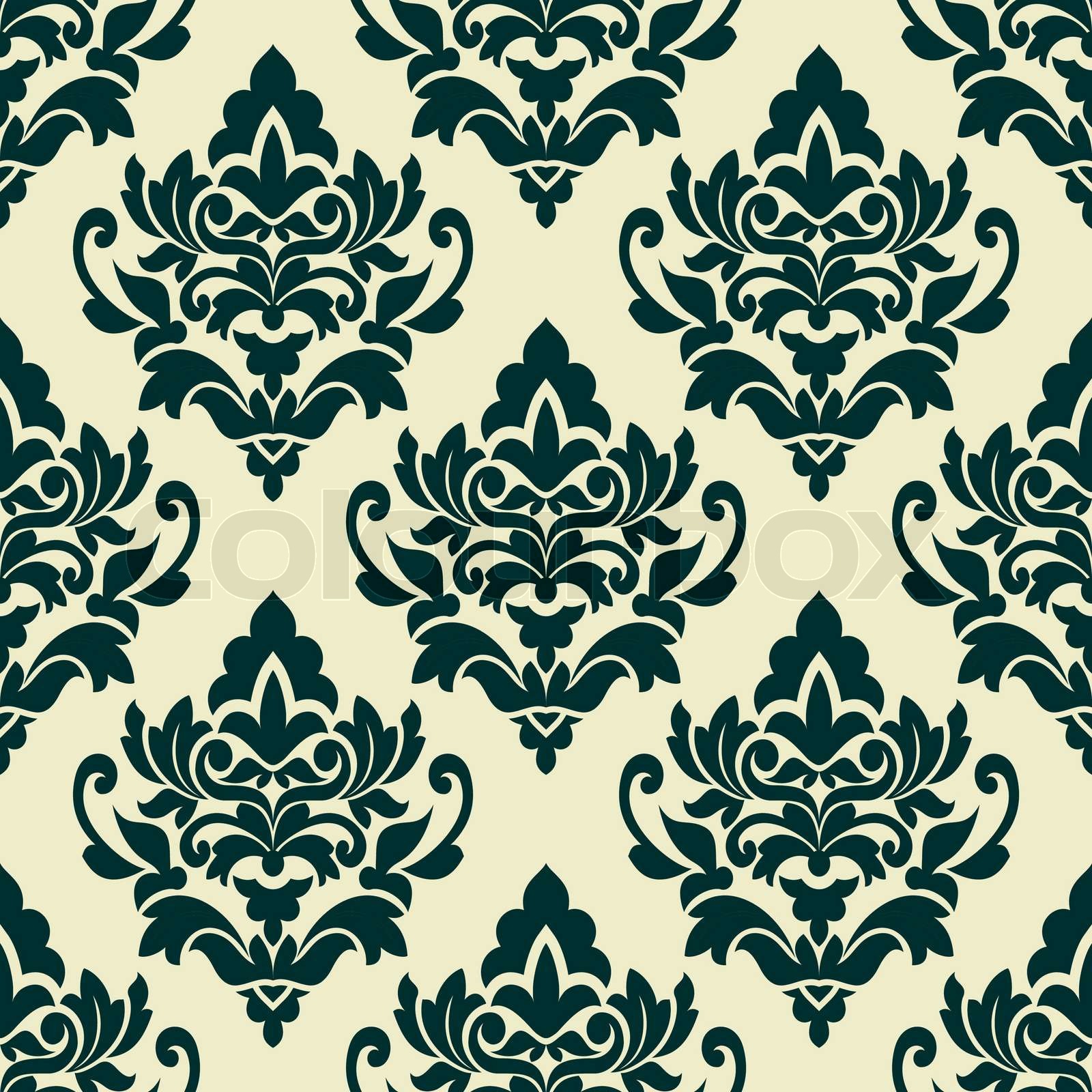 Floral green damask seamless pattern Stock vector Colourbox