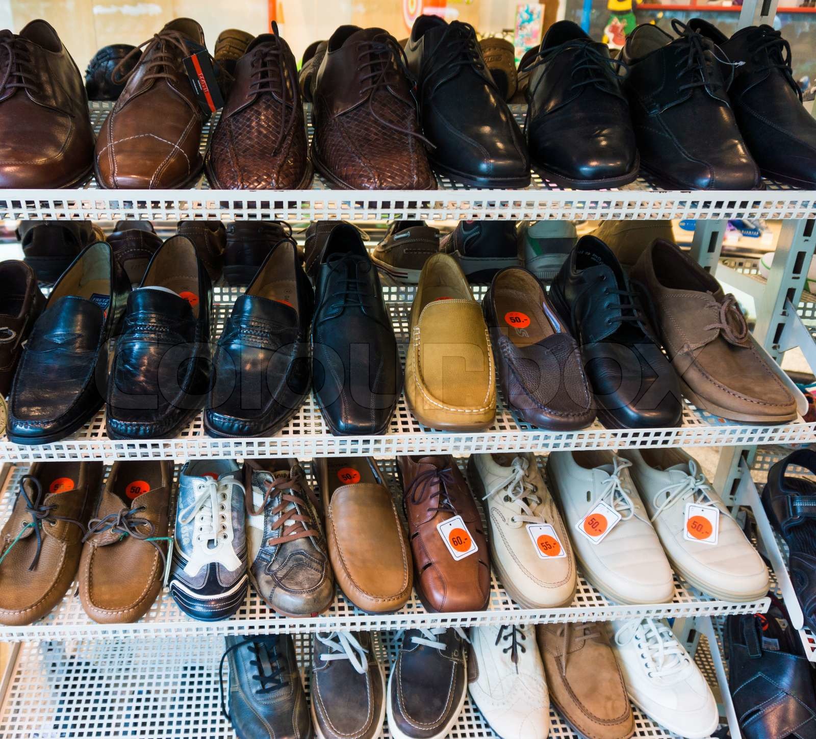 lots of shoes on sale. Diverse shoes | Stock image | Colourbox