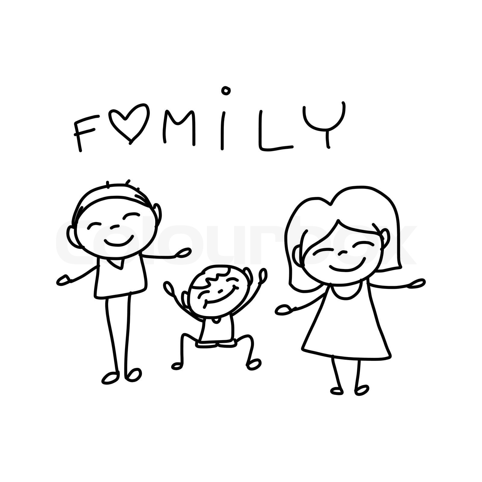 familie, tegning, linje | Stock vektor | Colourbox