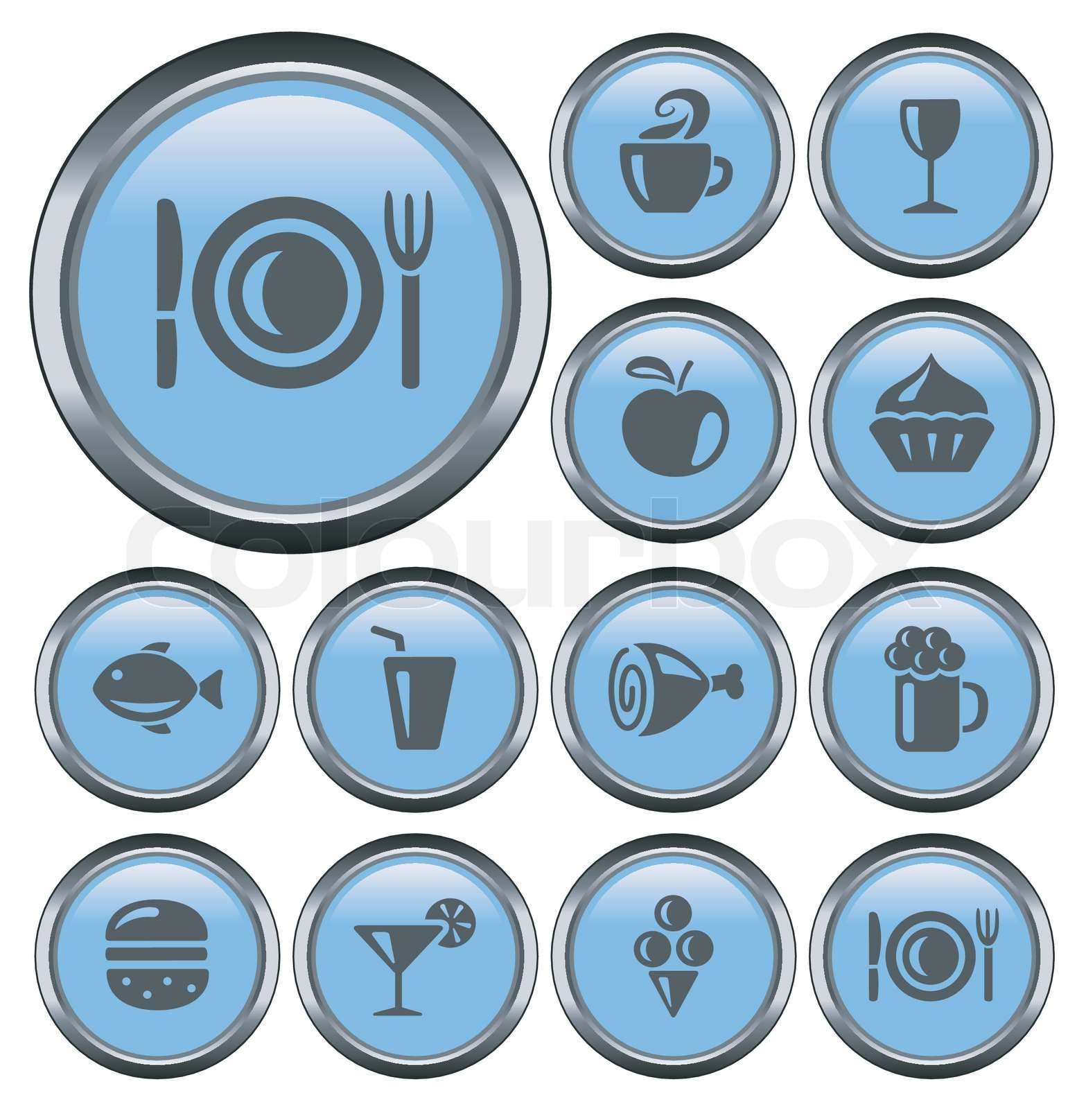 Design Button Food Food and drink buttons | Stock vector | Colourbox