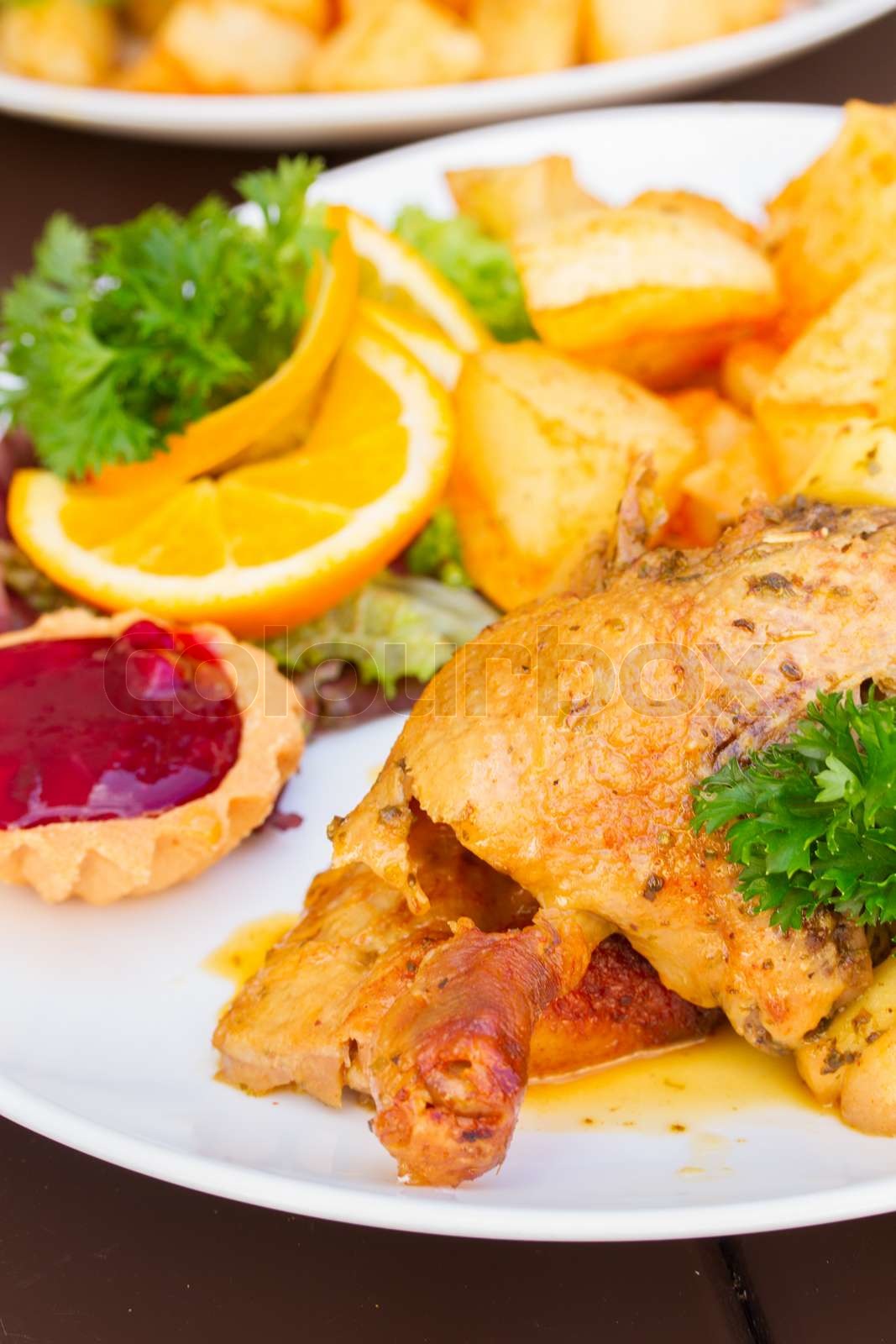 polish national dish duck with apples and potato Stock image