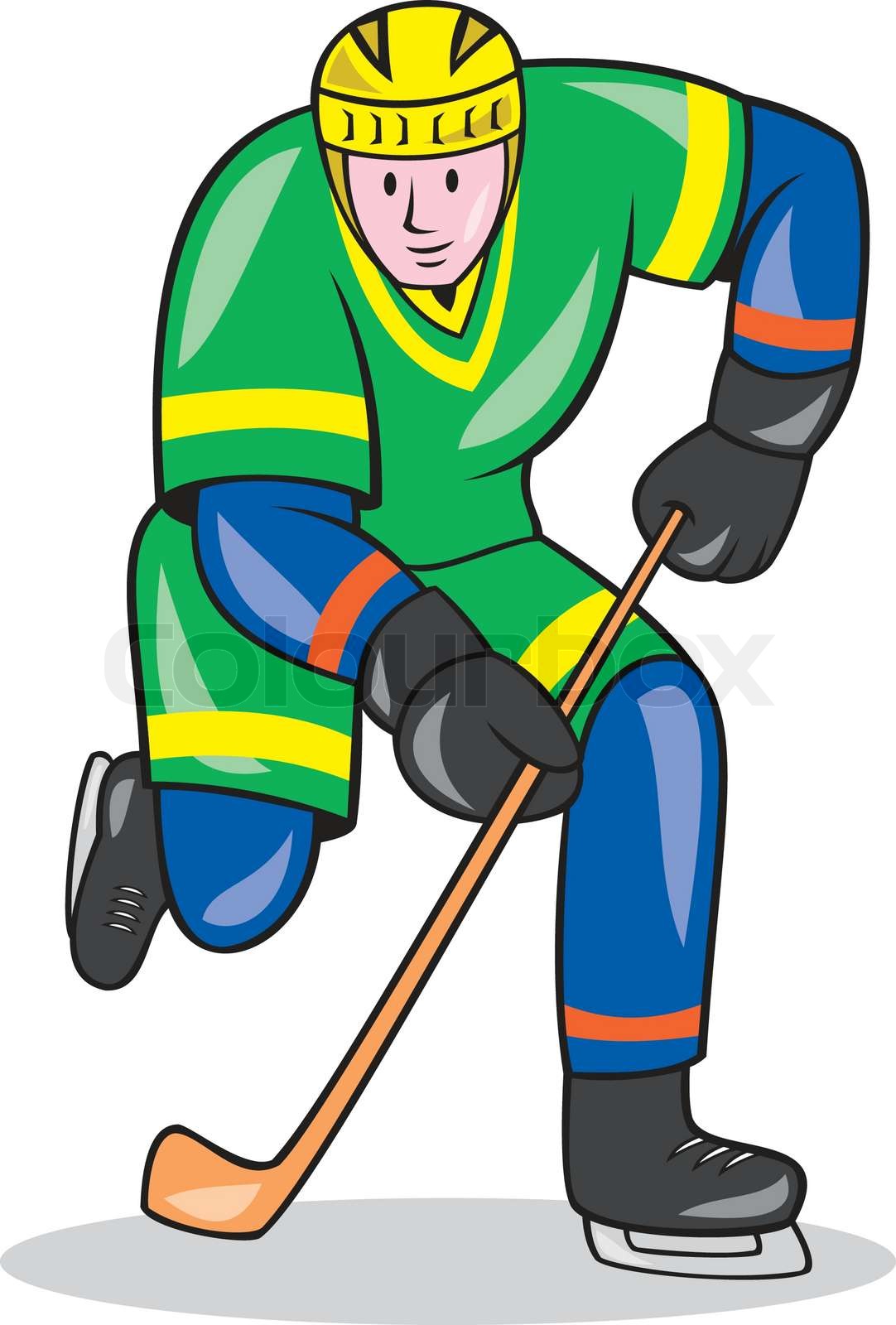 Ice Hockey Player With Stick Cartoon Stock vector Colourbox
