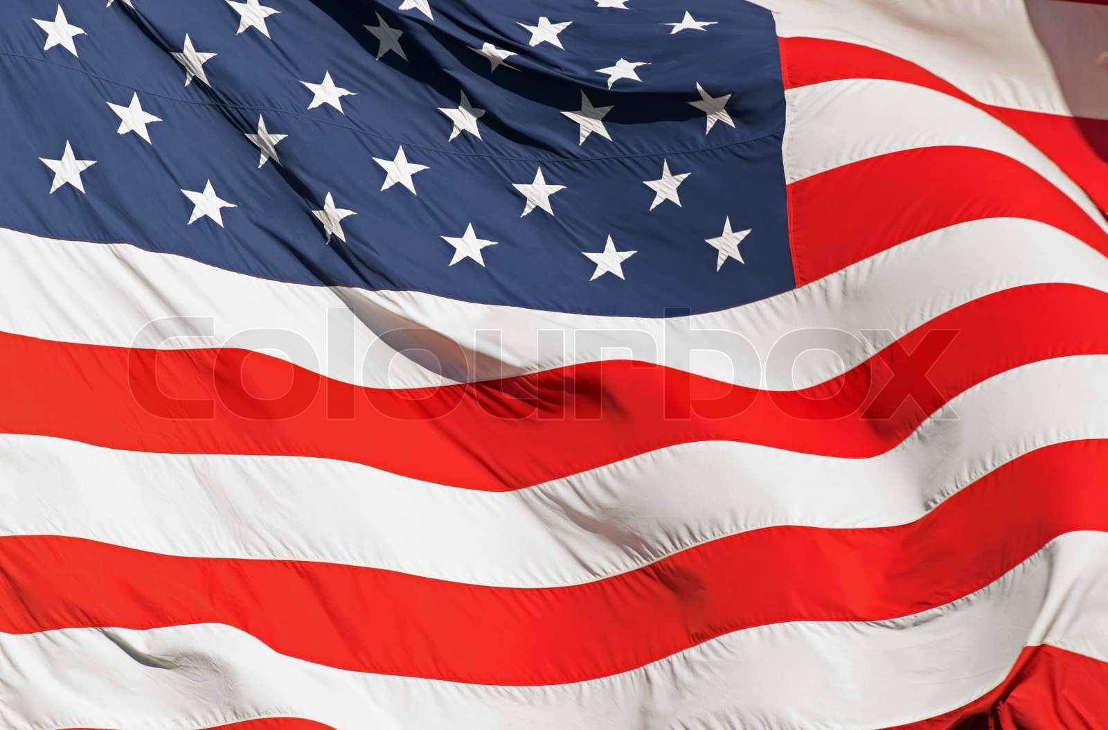 Waving Real American Flag Stock image Colourbox
