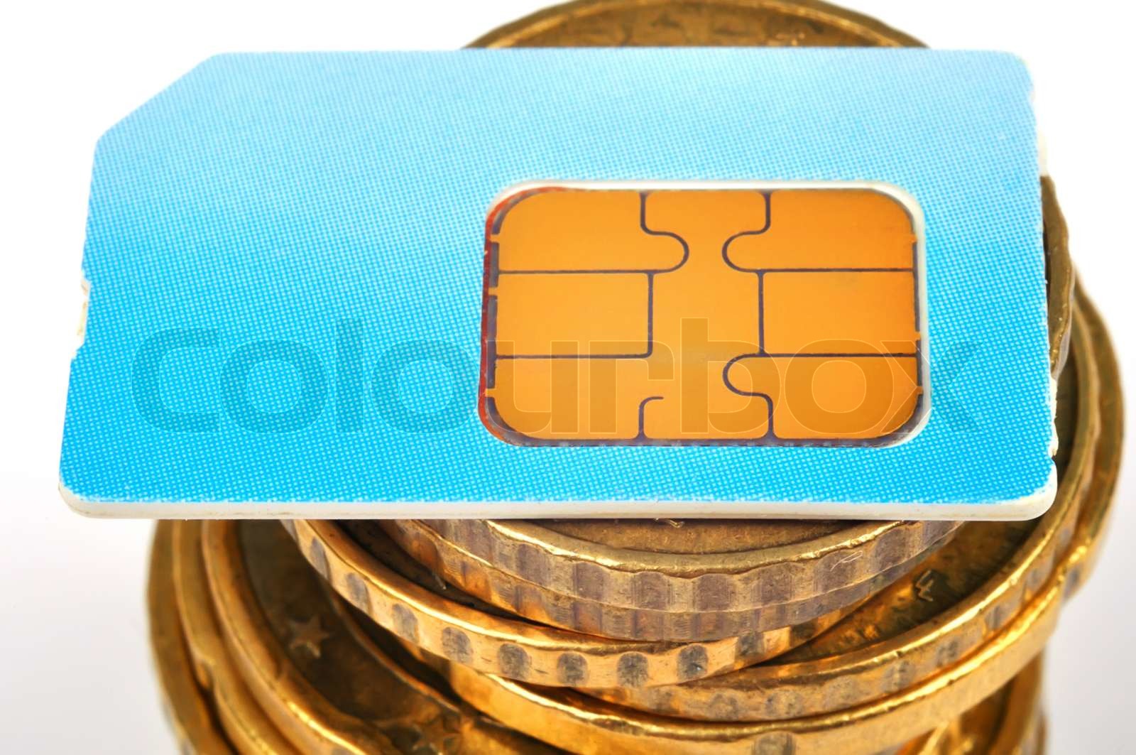 blue sim card | Stock image | Colourbox