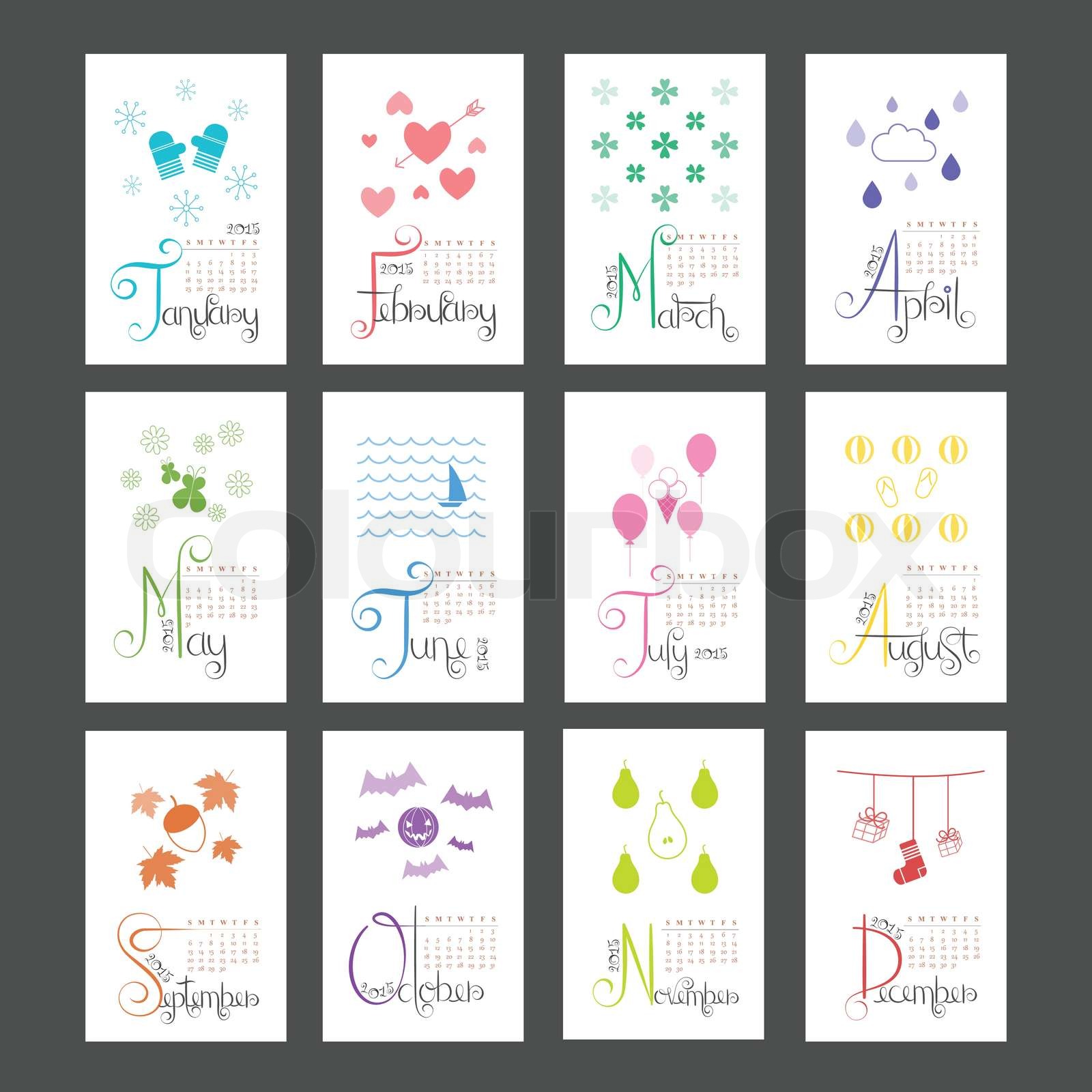 kalender, mini, vektor | Stock-Vektor | Colourbox