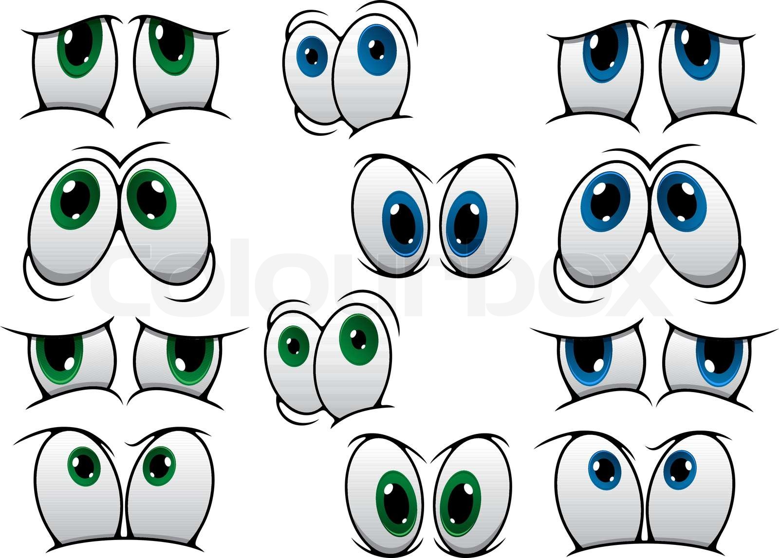 Blue and green cartoon eyes | Stock vector | Colourbox